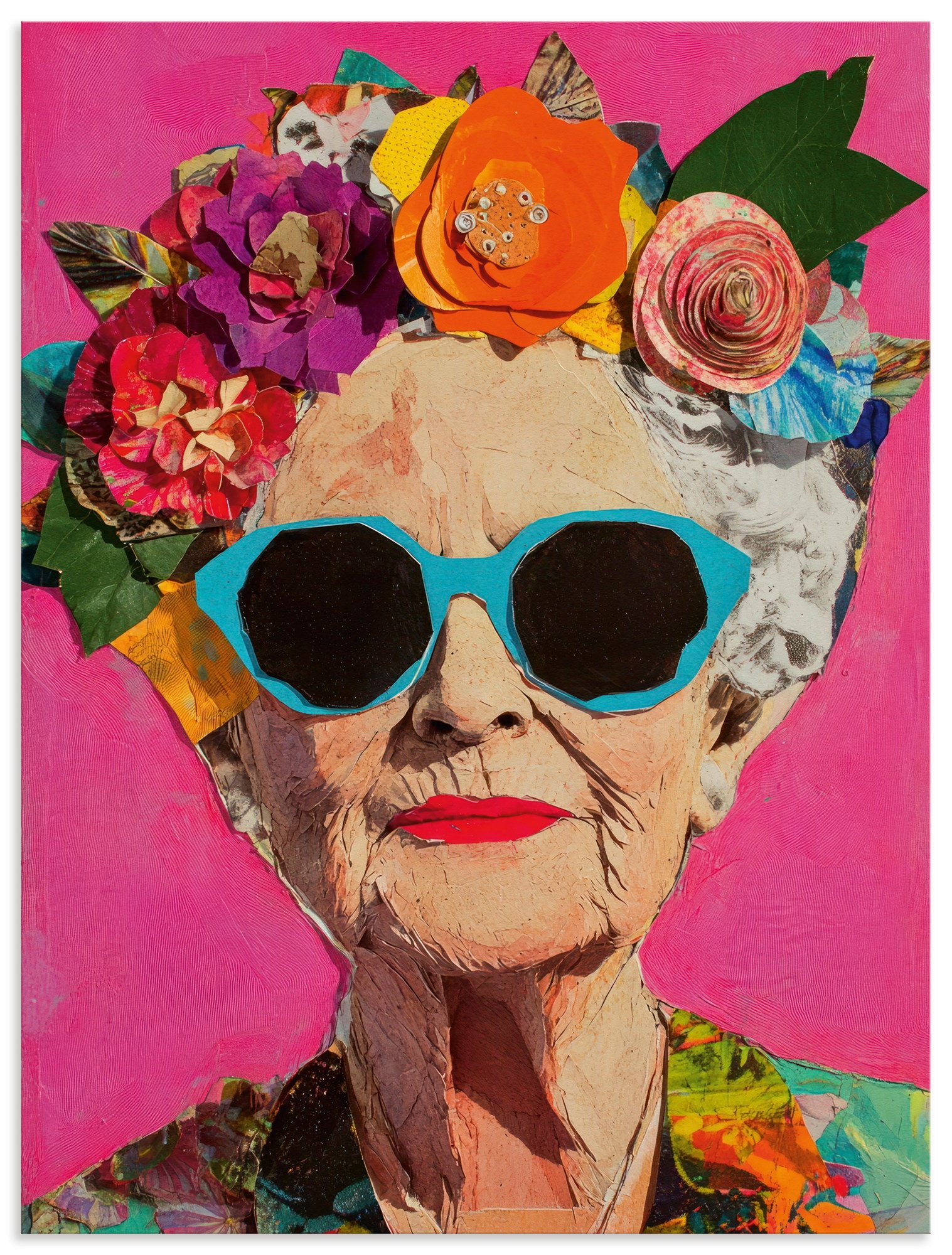 Wandbild ARTLAND "Wild und fabelhaft, Frau mit Blumenkranz", farbe bild(er): farbig, B:45cm H:60cm, Alu Dibond, Bilder, als Alubild, Leinwandbild, Poster, Wandaufkleber in verschied. Größen
