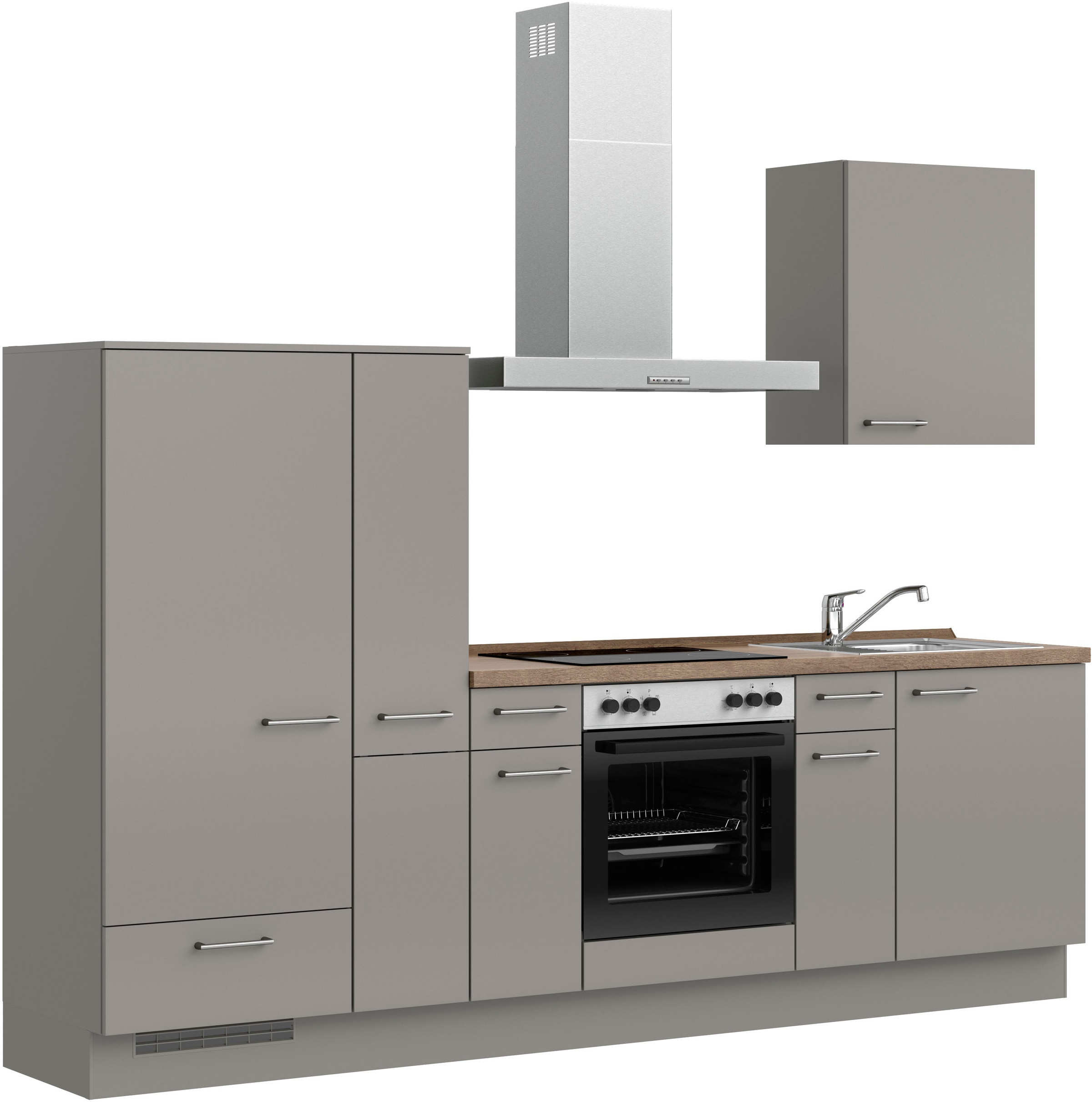 nobilia® Küchenzeile »"Laser I", Ausrichtung wählbar, Breite 270 cm«, vormontiert, wahlw. mit unterschiedlichen E-Geräten-Sets