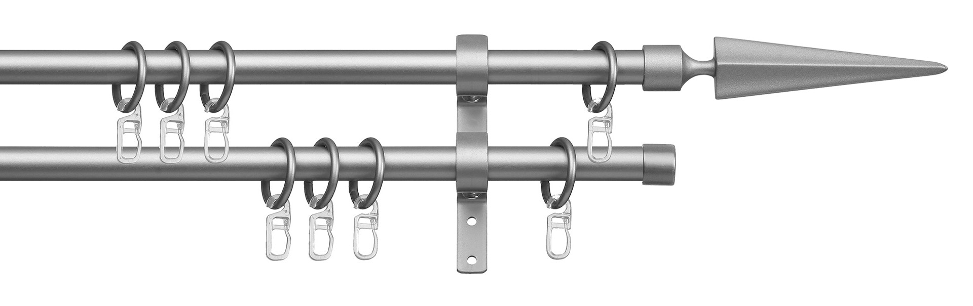 indeko Gardinenstange "Parma" Ø 16 mm 2 läufig-läufig Fixmaß Komplett-Set i günstig online kaufen