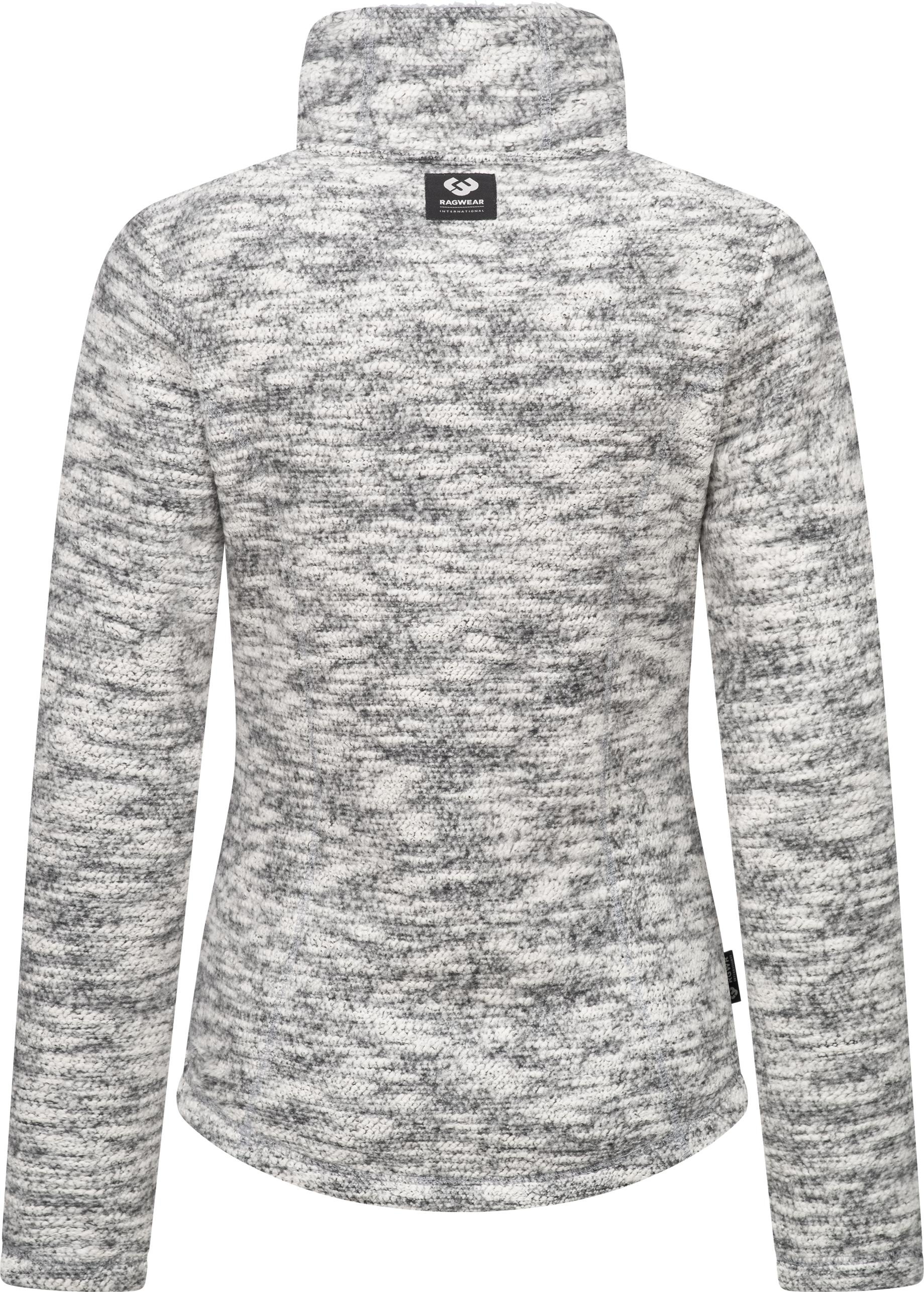 Ragwear Strickfleecejacke »Saskie Melange«, ohne Kapuze, Grob gestrickte Damen-Jacke mit Teddyfell-Futter