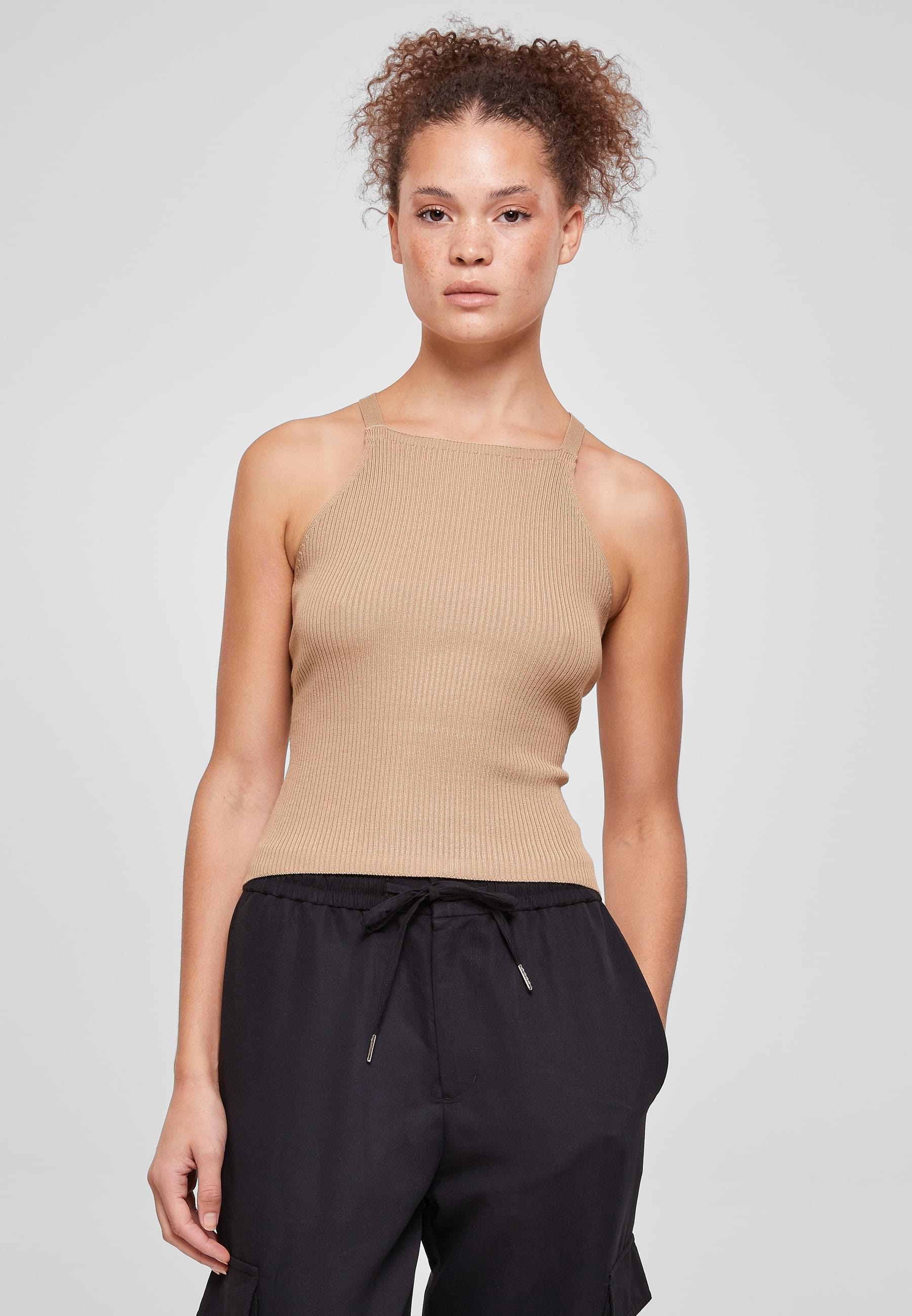 URBAN CLASSICS Muskelshirt »Urban Classics Damen Ladies Rib Knit Crossed Back Top«, (1 tlg.)