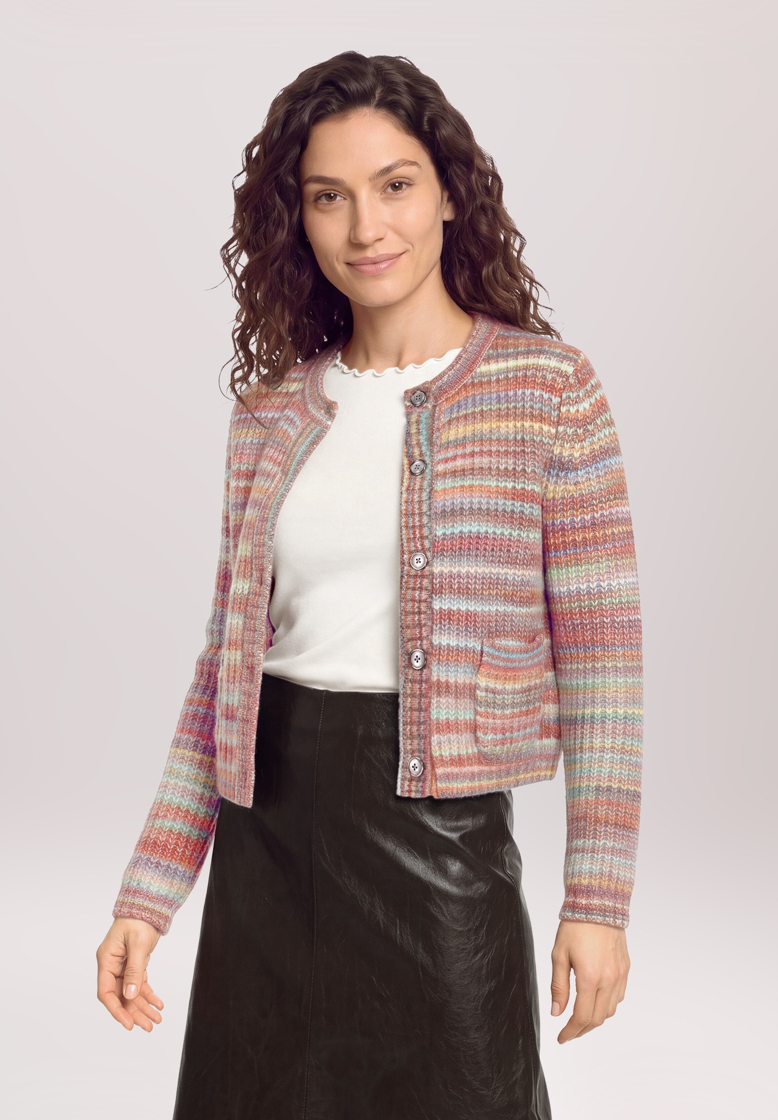 Cartoon Strickjacke »Damen mit Rundhalsausschnitt« 1