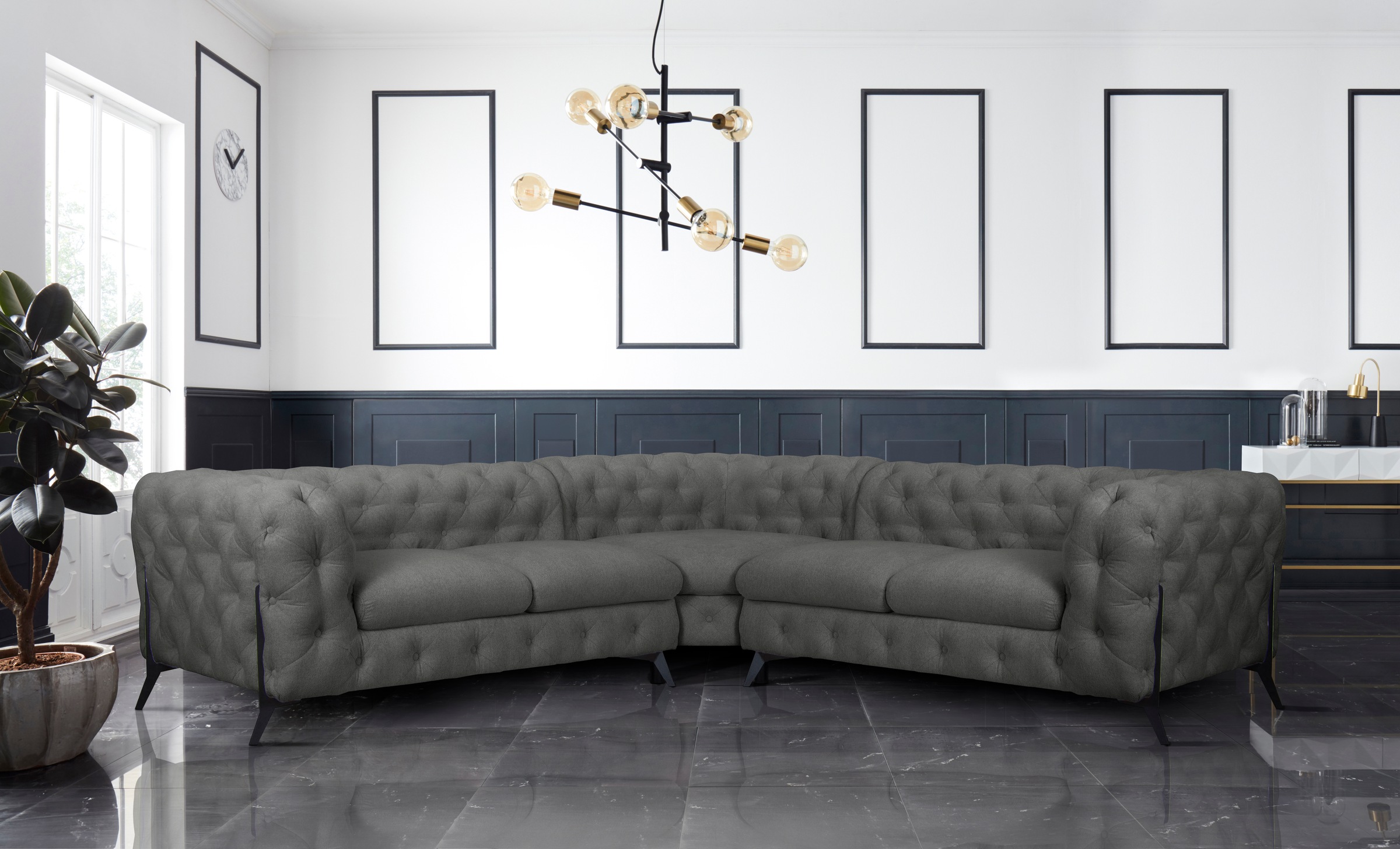 Home affaire Chesterfield-Sofa "Amaury L-Form" Chesterfield-Optik, Breite/T günstig online kaufen