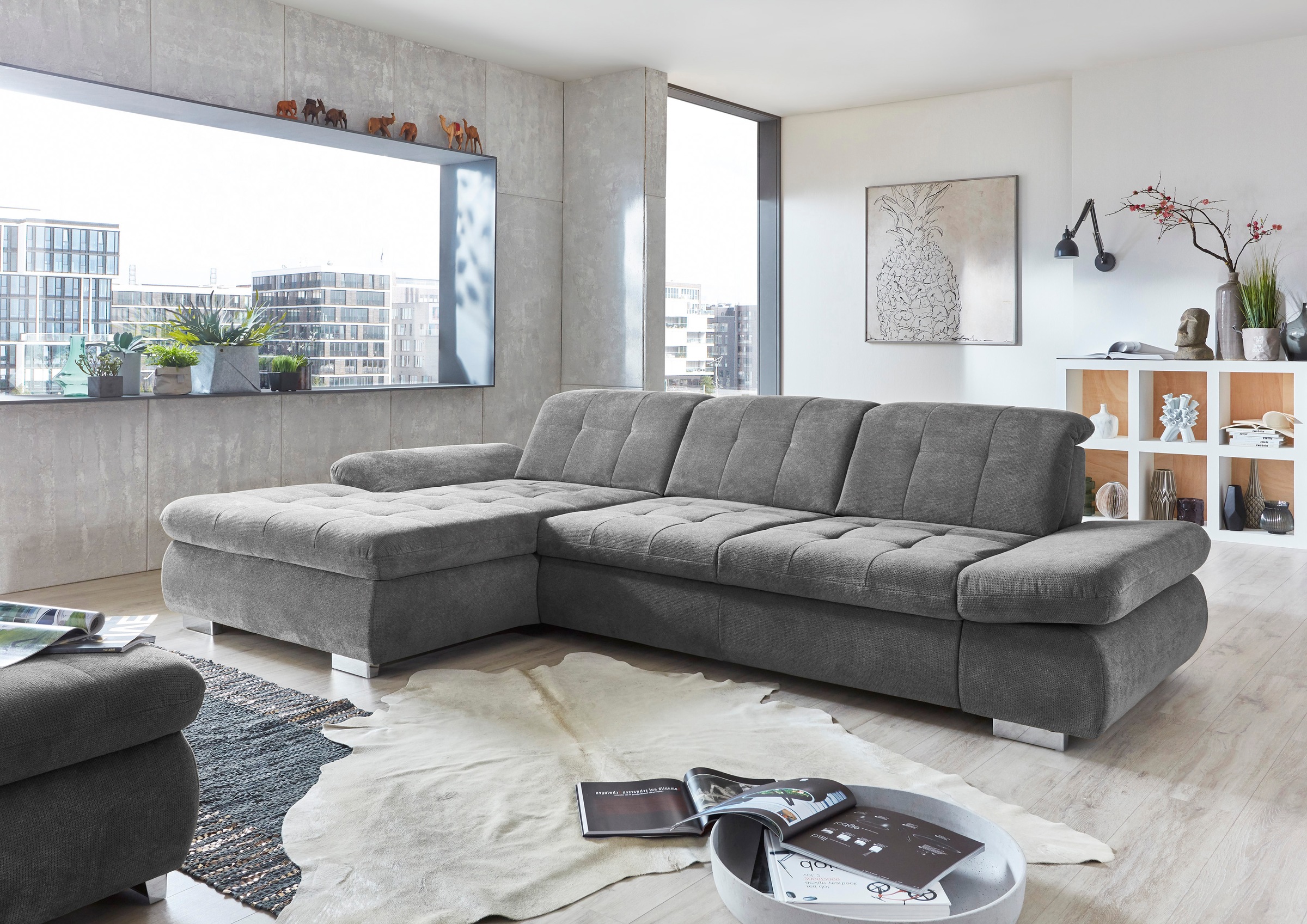 Die PlanBar Ecksofa »MP-IN17004 L-Form«, wahlweise mit Bettfunktion, Sitztiefen- und Kopfteilverstellung