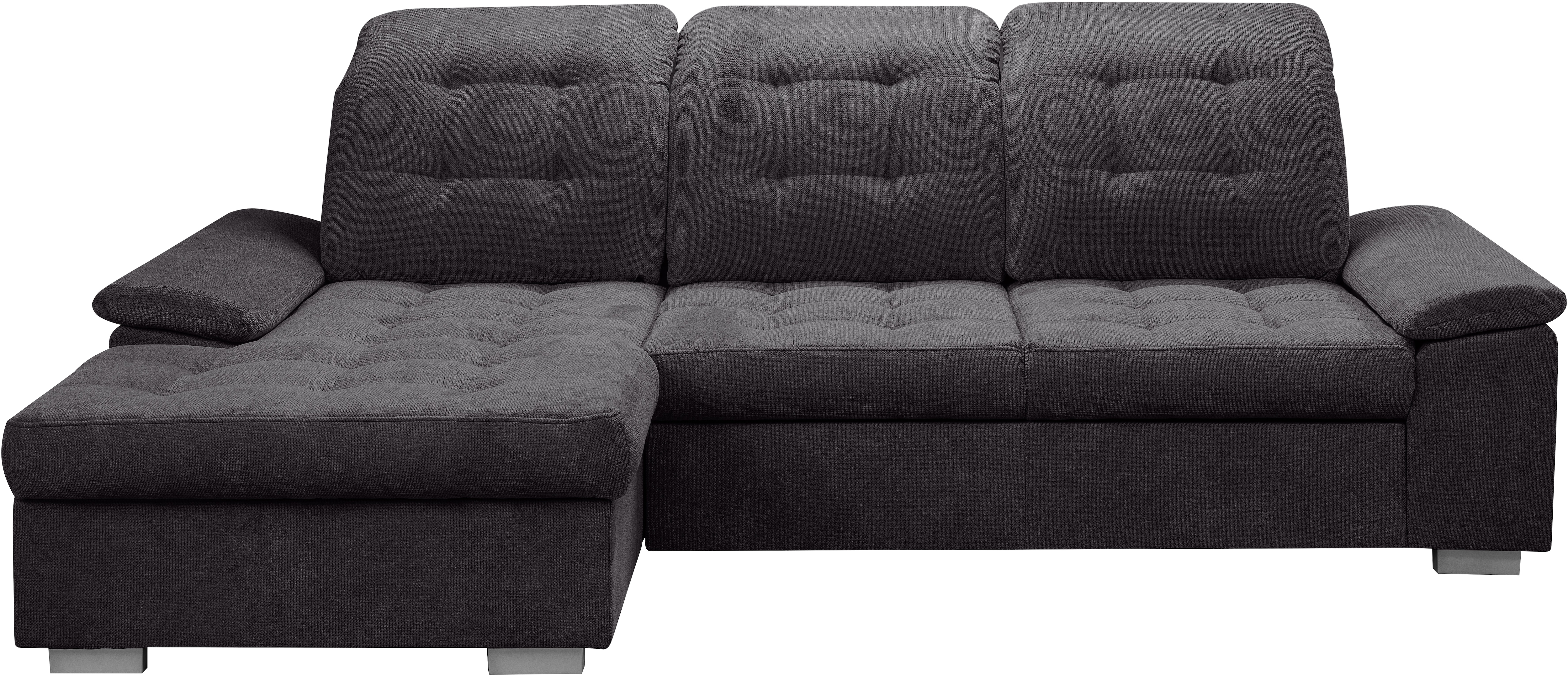 WERK2 Ecksofa "Carmen 264 cm breit L-Form Sofa Schlaffunktion Kopfstützen verstellbar" Schlafcouch mit Bettkasten, Eckcouch wahlw. mit Sitztiefenverstellung