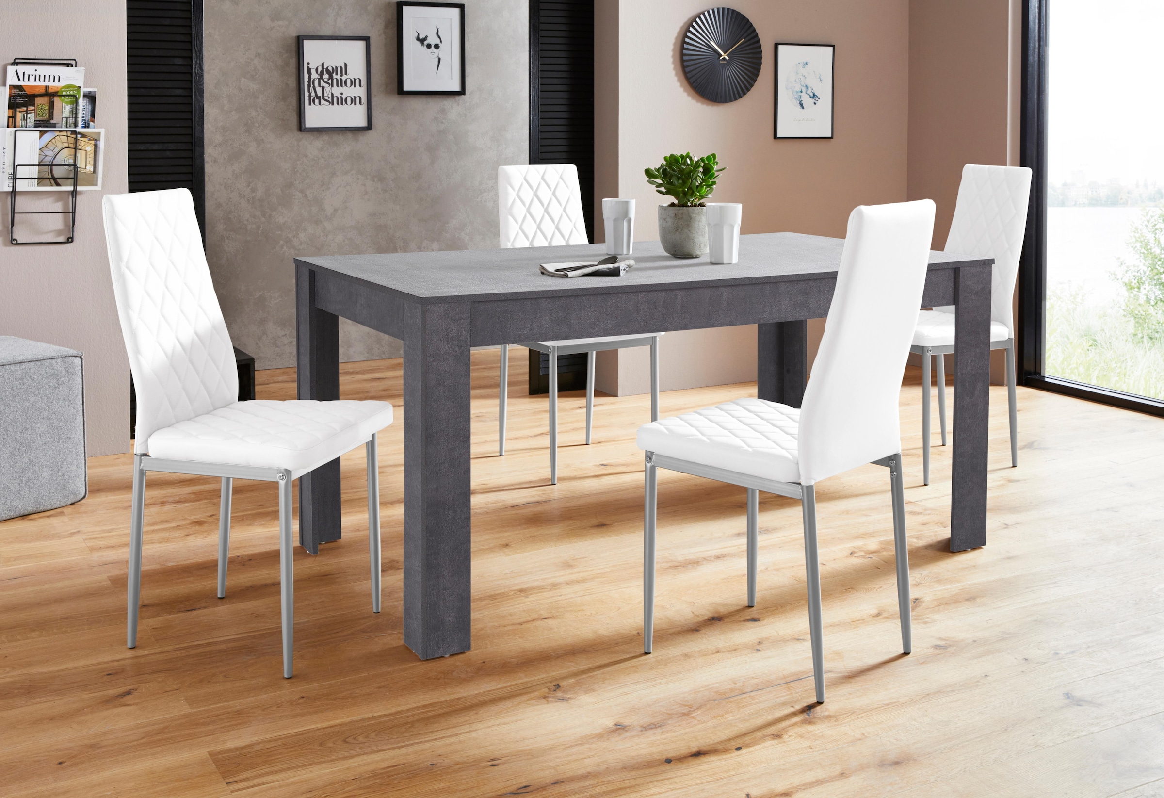 OTTO home Essgruppe "Lynn160/Brooke" Set, 5 Stk. tlg. Tisch mit 4 Stühlen