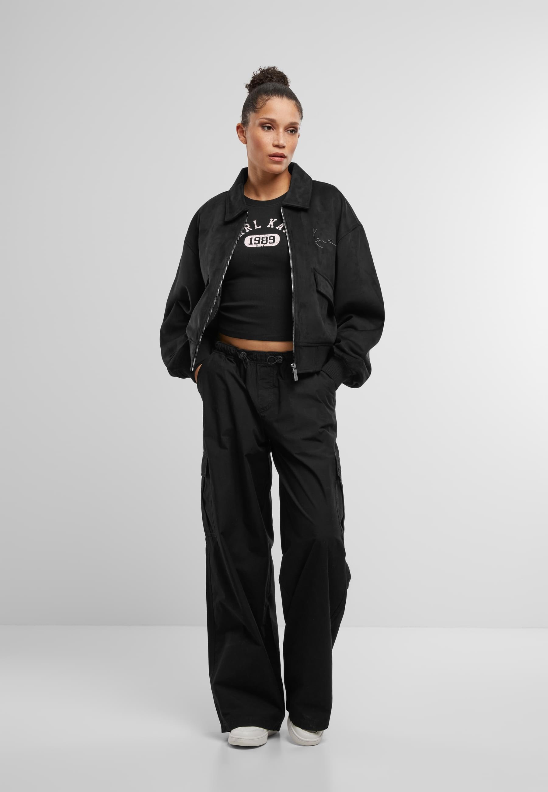 Karl Kani Bomberjacke »Karl Kani Signature Faux Suede Os Bomber Jacket«, (1 St.), ohne Kapuze