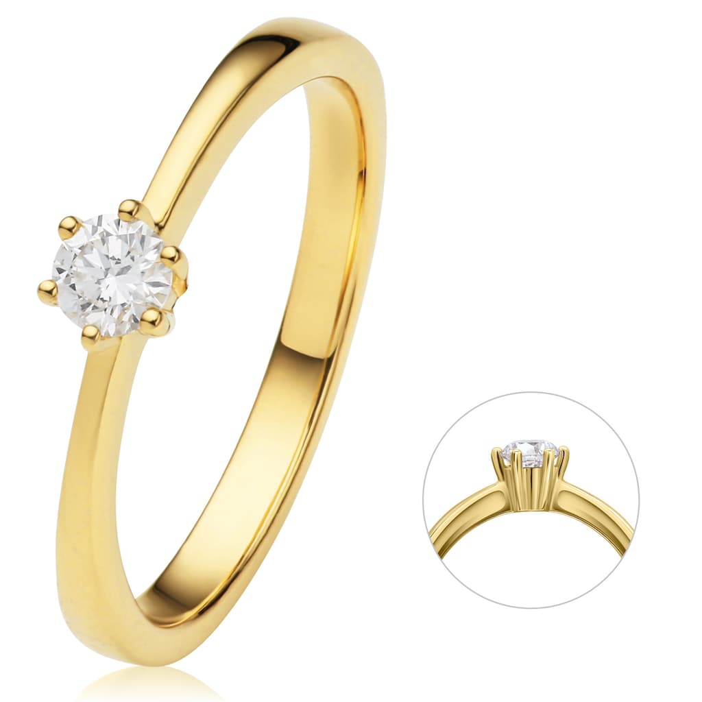 ONE ELEMENT Diamantring »0.15 ct Diamant Brillant Ring aus 585 Gelbgold«