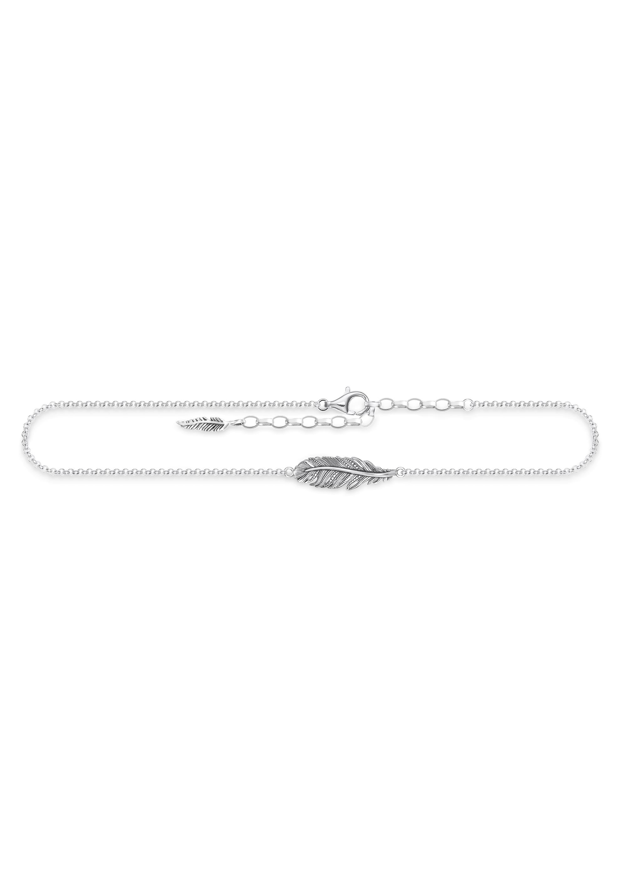 THOMAS SABO Fußkette Feder, AK0013-637-21-L27v Unisex silberfarben, schwarz Einheitsgröße