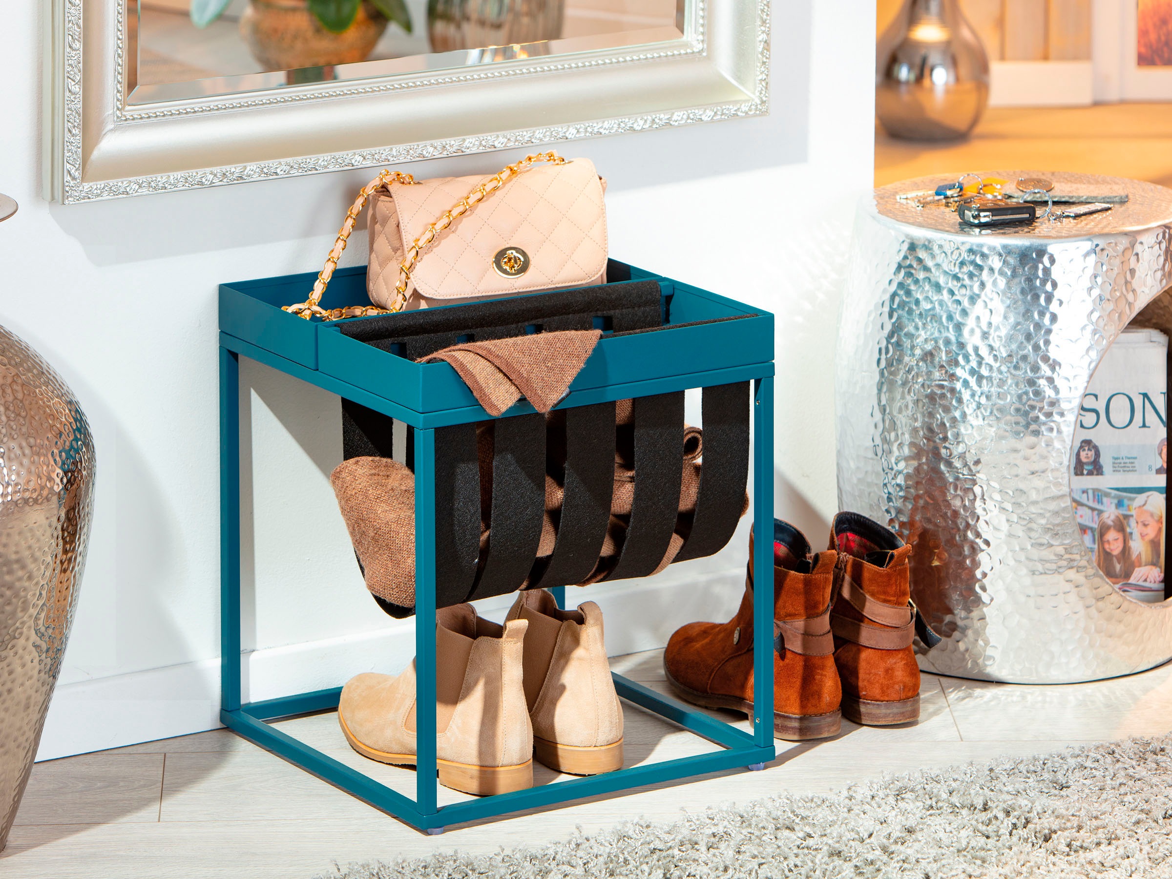 Inter Link Beistelltisch "Club NY" mit praktischem Ablagefach aus Filz günstig online kaufen