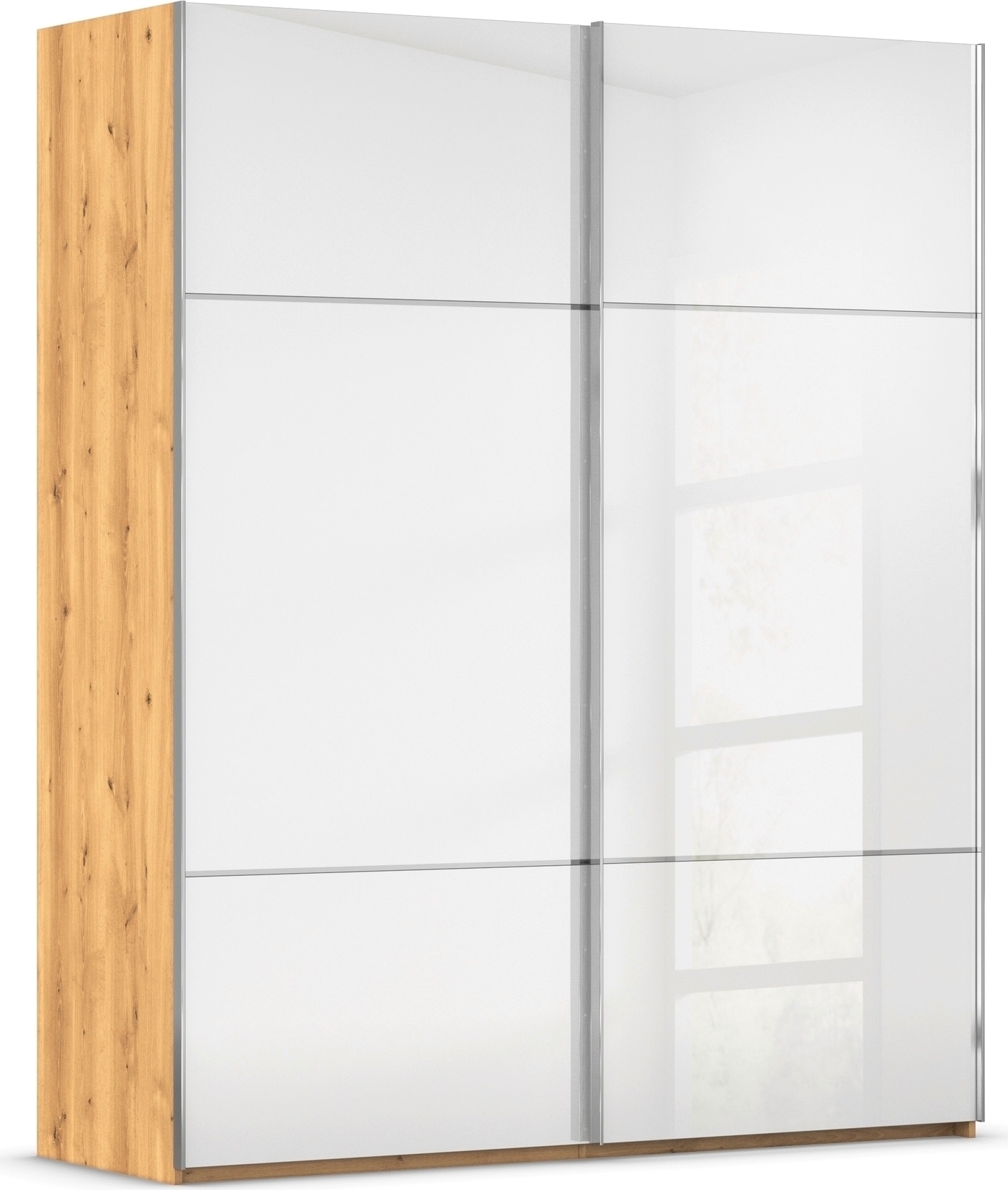 rauch "Kleiderschrank Schrank Garderobe Schlafzimmerschrank SCALE-TRIO" edle dreigeteilte Front mit 2 Zierleisten Glasfront MADE IN GERMANY