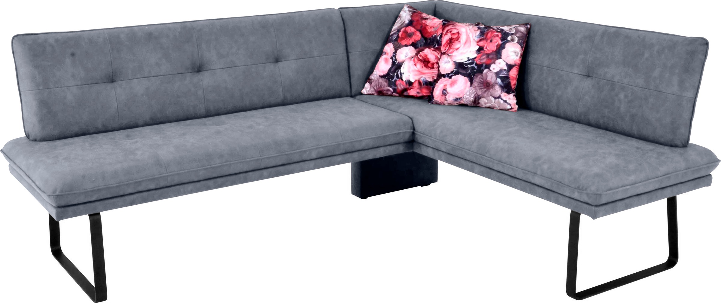 Eckbank K+W KOMFORT & WOHNEN, blau, B:207cm H:87cm T:157cm, Sitzbänke, Eckbank, Polstereckbank in Spitzkissenoptik, Sitz und Rücken gesteppt 3