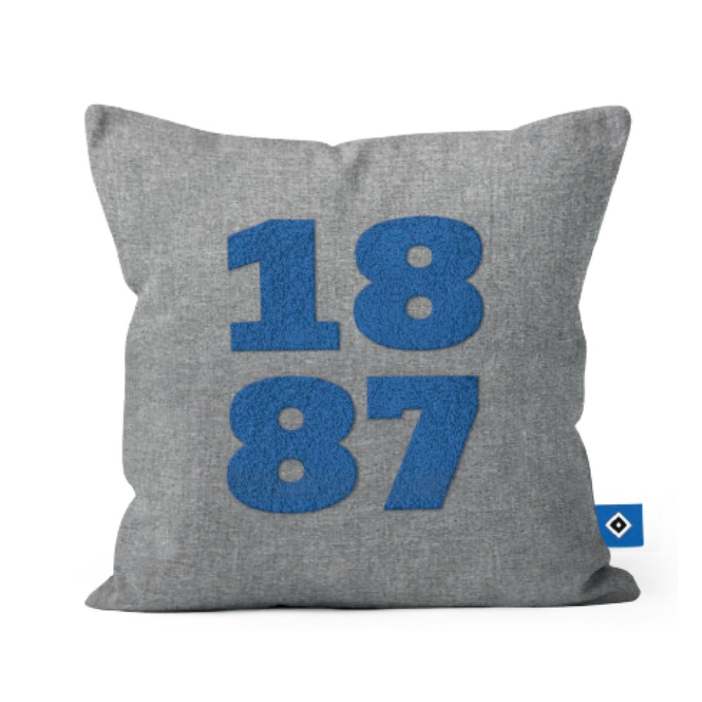HAMBURGER SV Dekokissen "Hamburger SV Kissen HSV Kissen 1887", grau, 100% Polyester, Dekokissen_Sitzkissen_Kissenhüllen