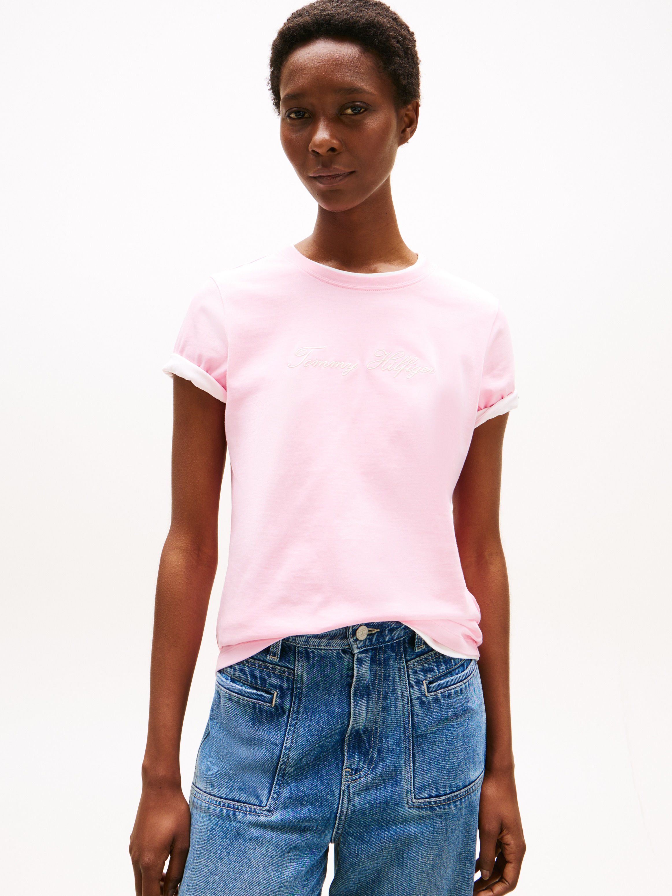Tommy Hilfiger Kurzarmshirt "SCRIPT REG C-NK SS T-SHIRT", mit Tommy Hilfige günstig online kaufen