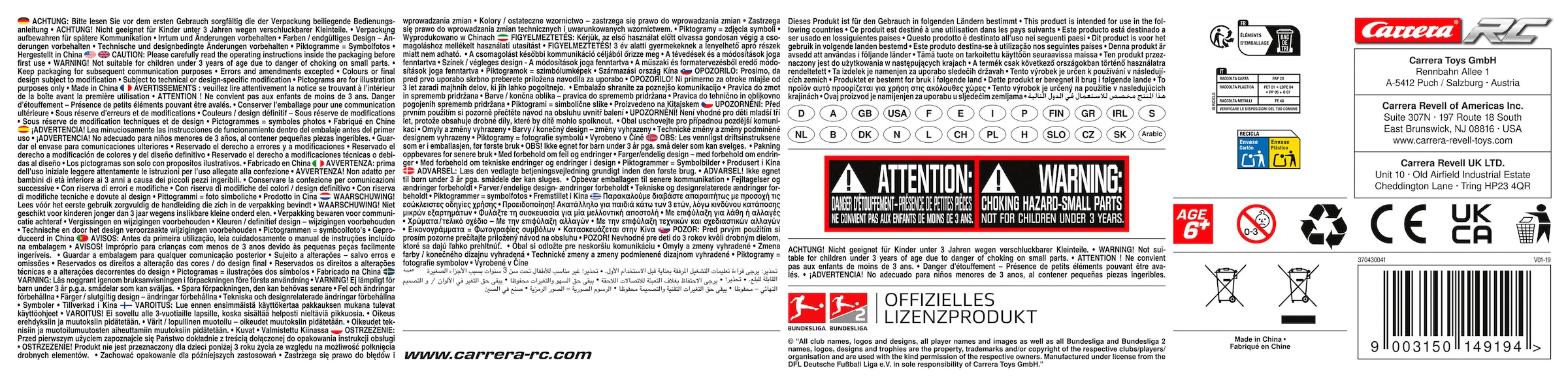 Carrera® RC-Auto »Carrera® RC Fußball Set Bundesliga, inkl. Sticker von 24 Clubs«