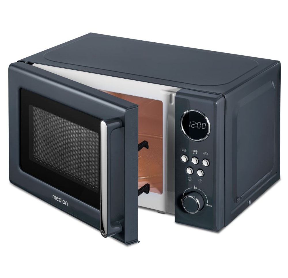 Medion® Mikrowelle »MD 15000 grau«, Mikrowelle, 1050 W, im Retro-Design, 800 Watt, 5 Leistungsstufen