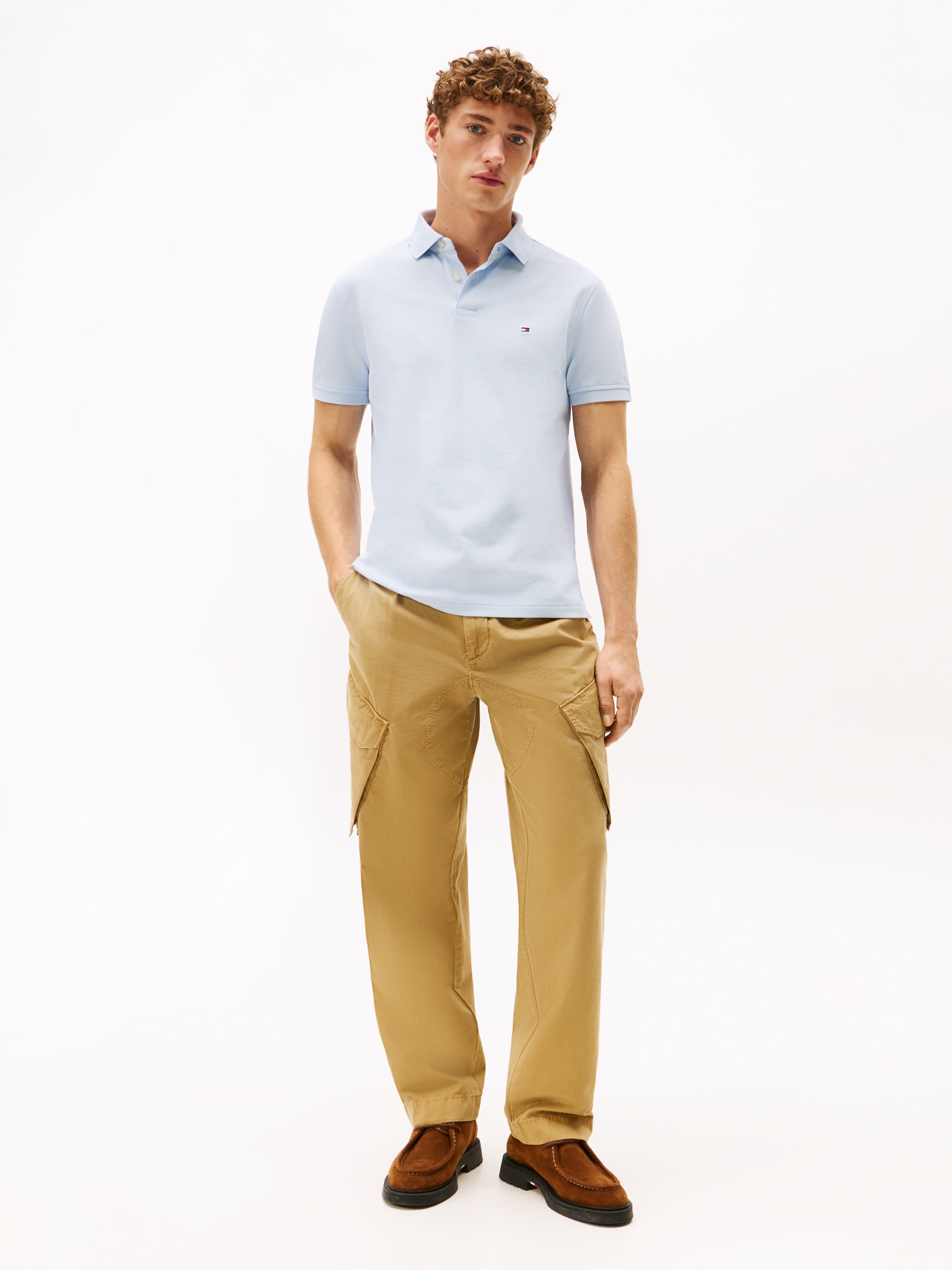 Tommy Hilfiger »1985 REGULAR POLO mit Kontraststreifen und Knopfleiste« unifarben, sportlich, regular fit, Baumwollmix, Polokragen