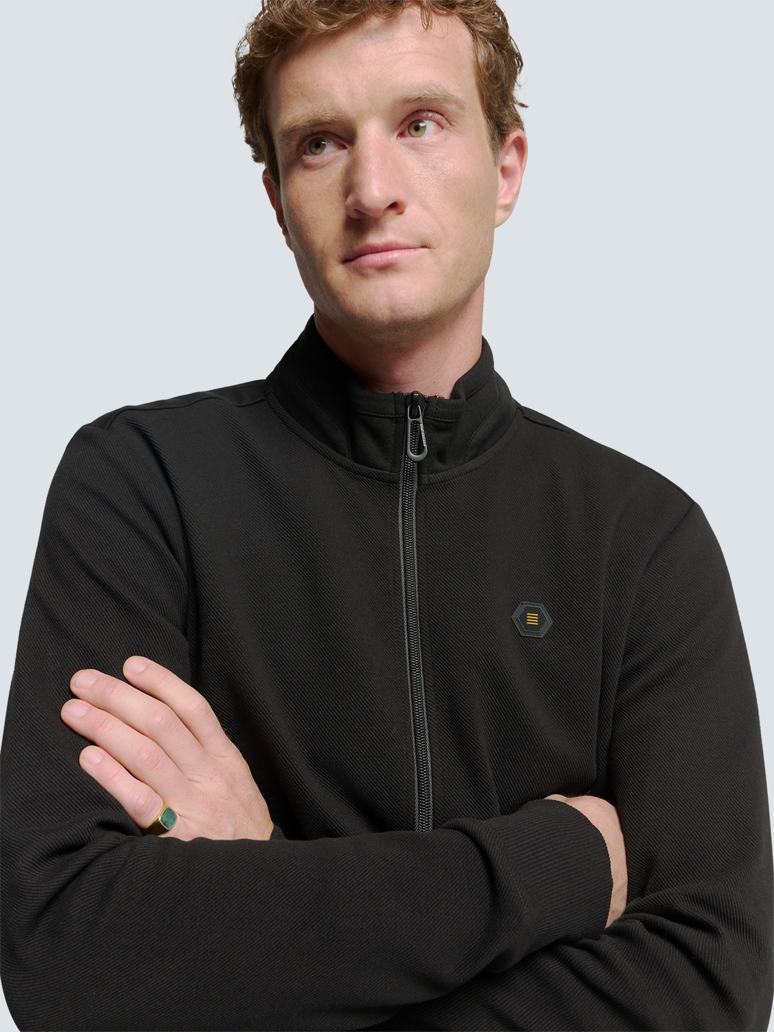NO EXCESS Sweater »No Excess Weste mit Twill-Jacquard und Reißverschluss«