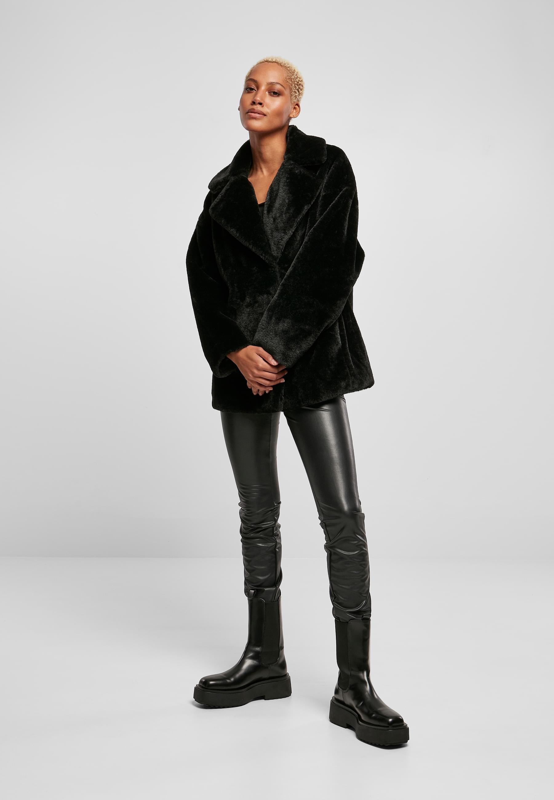 URBAN CLASSICS Winterjacke »Urban Classics Damen Ladies Lapel Teddy Jacket«, (1 St.), ohne Kapuze