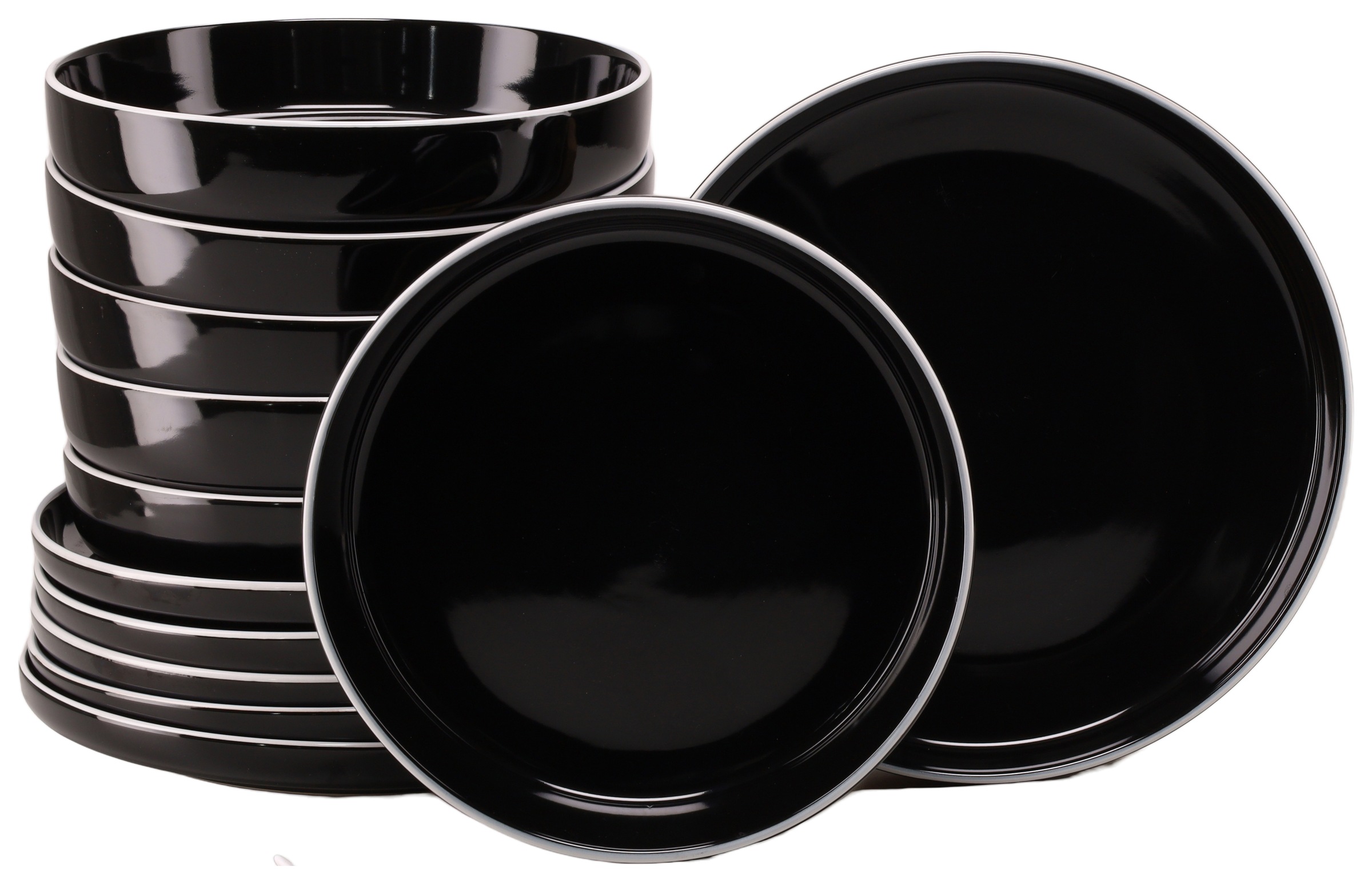CREATABLE Tafelservice "Nordic Gourmet, Service 12-tlg.", 12schwarz, Geschirr-Sets, Minimalistisches Design, Glänzende Glasur, Nordische Ästhetik
