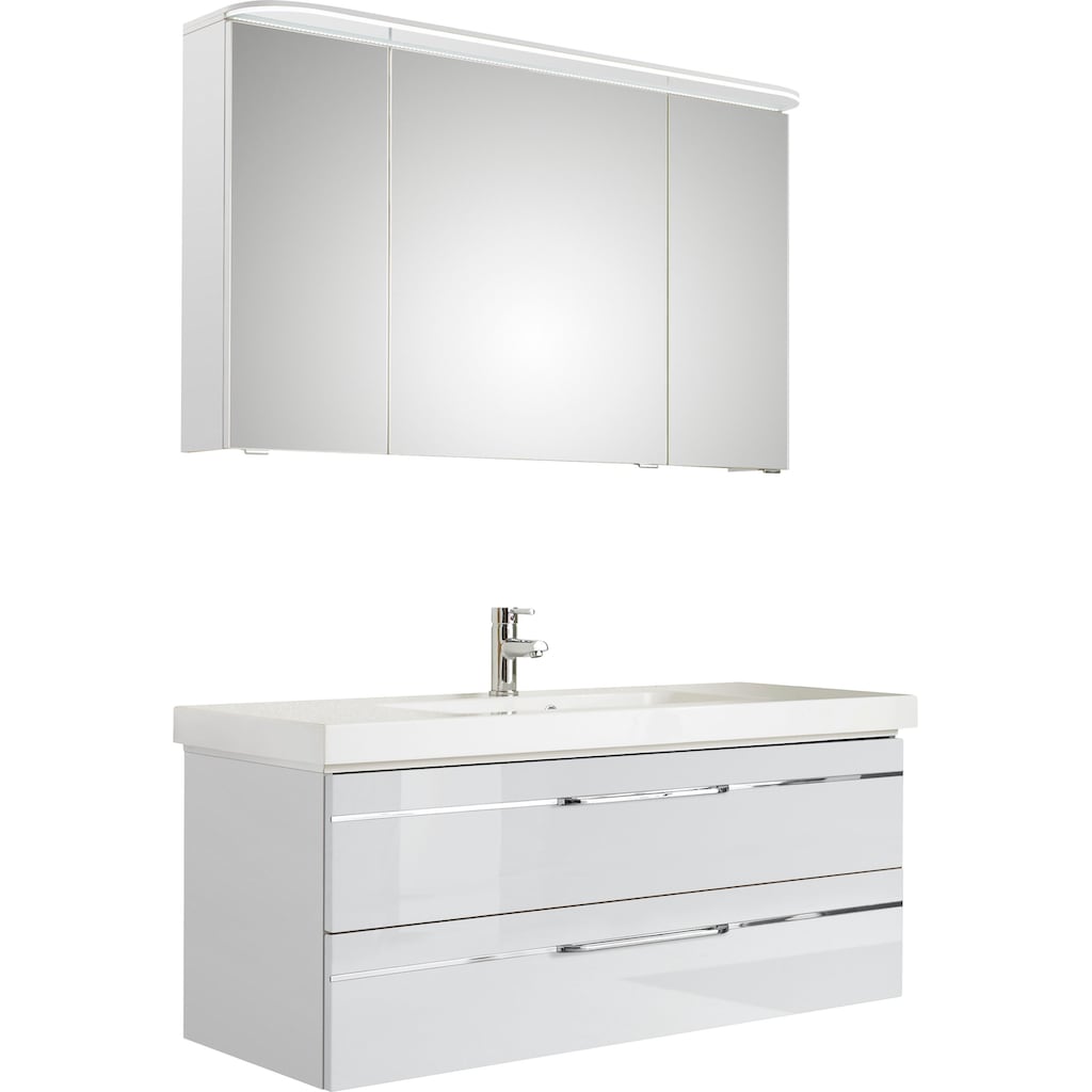 Saphir Badmöbel-Set »Balto Sprint 2-teilig, Mineralmarmor-Waschtisch mit LED-Spiegelschrank«, (2 St.)