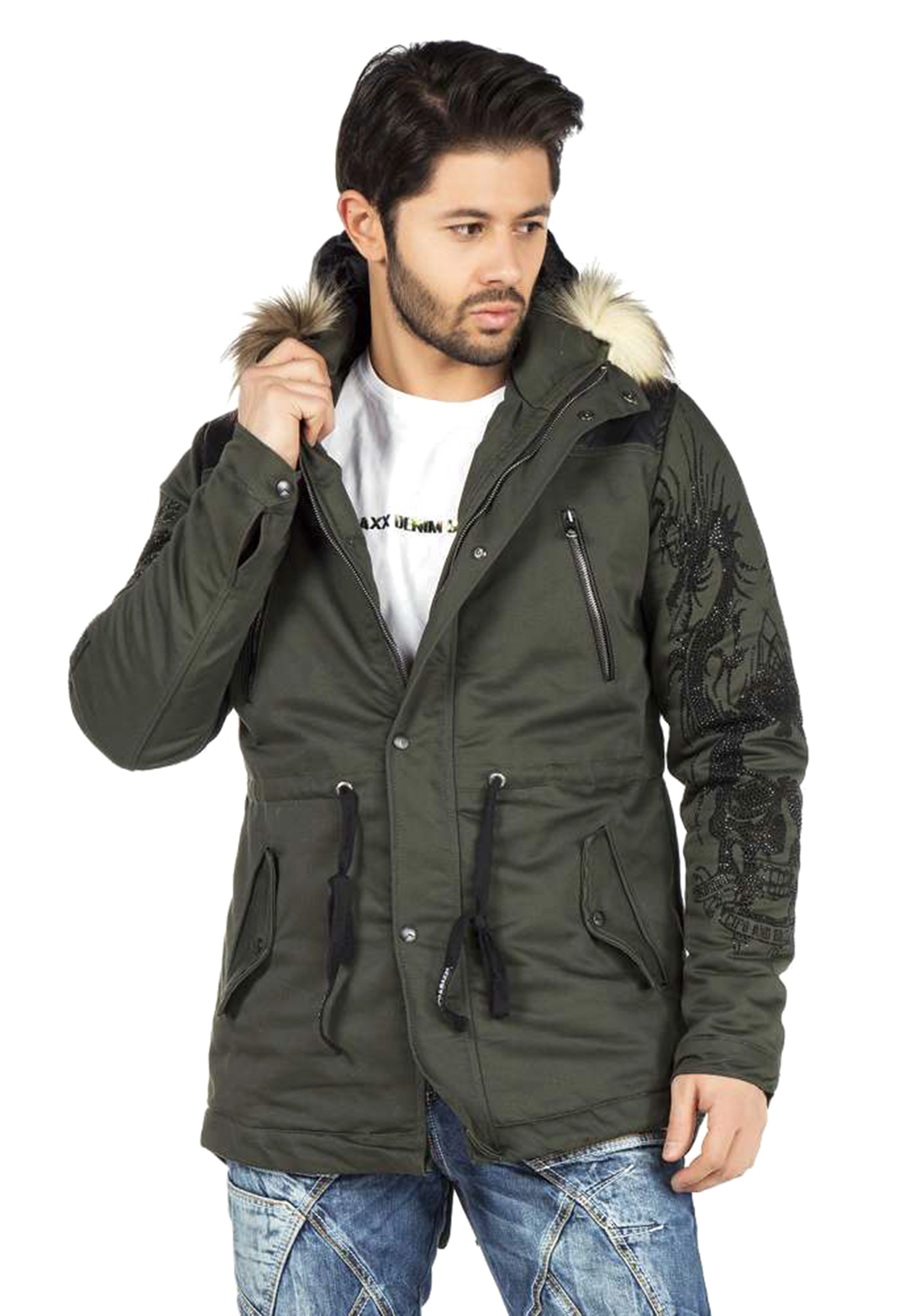 Cipo & Baxx Winterjacke, mit Kapuze und Stickereien