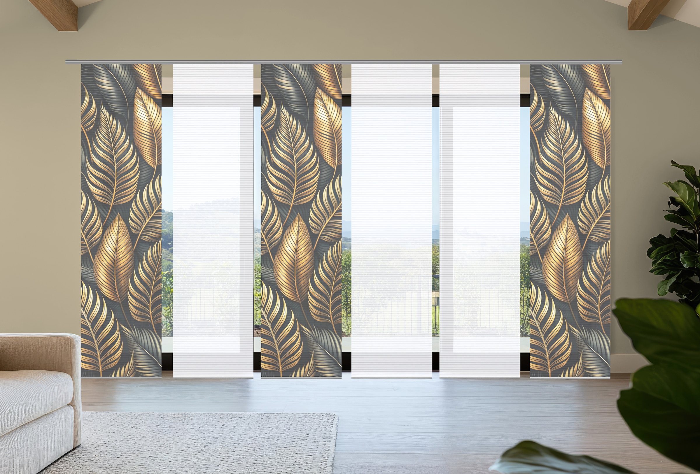 HOME in green Schiebegardine "ZEDRIC" Paneelwagen 6 Stk. tlg. Bambusoptik, günstig online kaufen