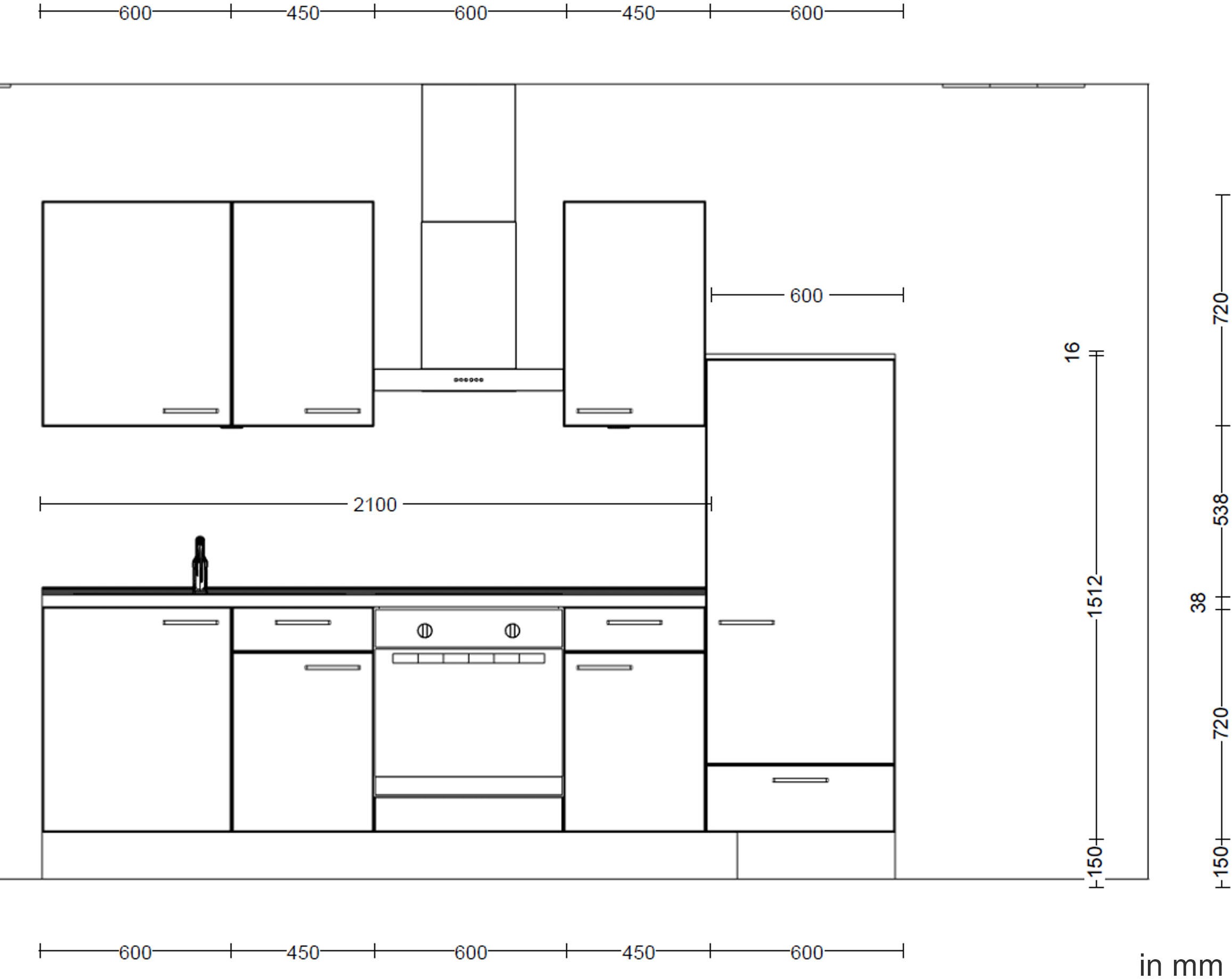 nobilia® Küchenzeile »"Riva I"«, vormontiert, Ausrichtung wählbar, Breite 270 cm, wahlw. mit E-Geräten