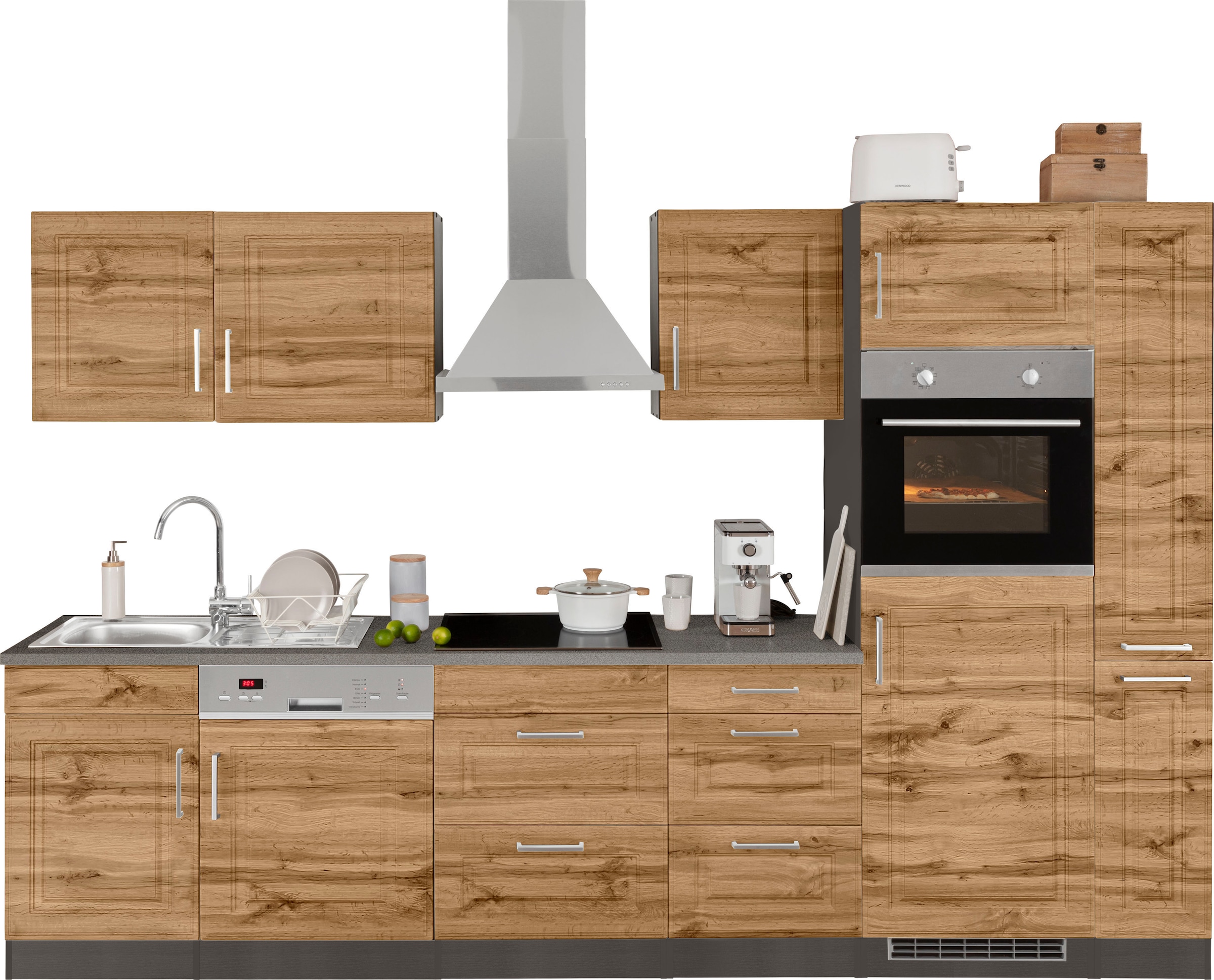 HELD MÖBEL Küchenzeile "Stockholm", Breite 310 cm, mit hochwertigen MDF Fro günstig online kaufen