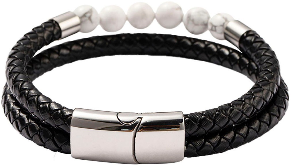 Firetti Armband »Schmuck Geschenk Armschmuck Armkette Edelstein Perlen, Onesize«, Made in Germany - mit Howlith oder Türkis (beh.)