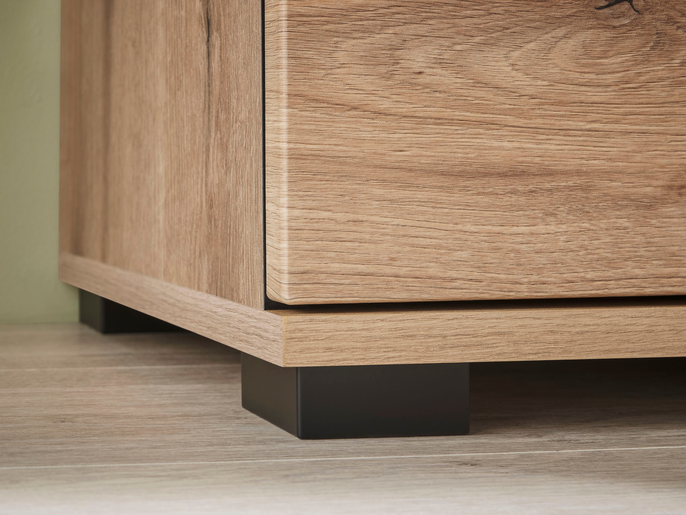 INOSIGN Highboard »Cantara, moderner Schrank, Vitrine in Eiche Dekor oder weiß«, schwarze Stangengriffe, ausreichend Stauraum, vielseitig einsetzbar