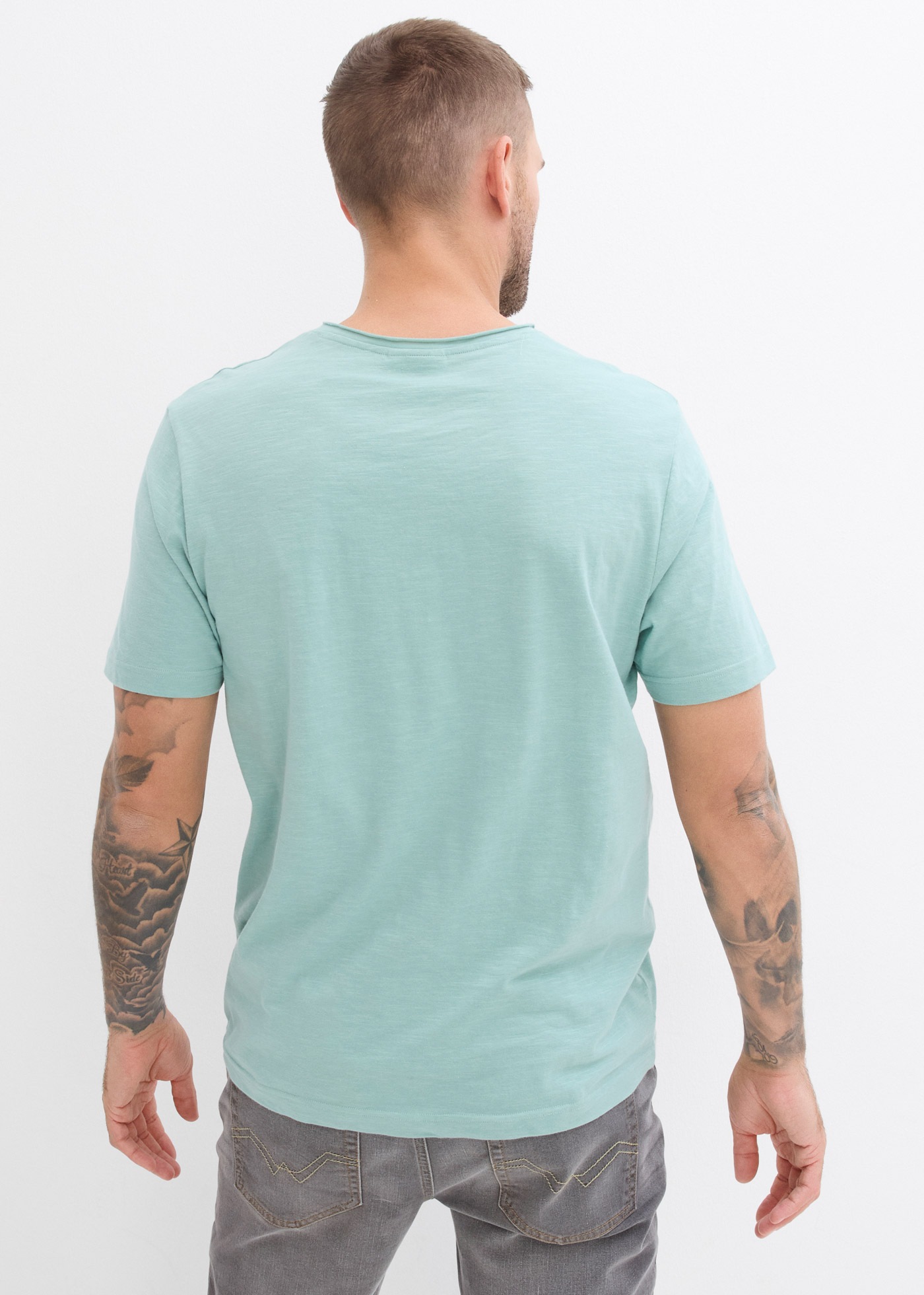 bonprix T-Shirt "T-Shirt aus reiner Baumwolle" Regular Fit, offene Kanten a günstig online kaufen