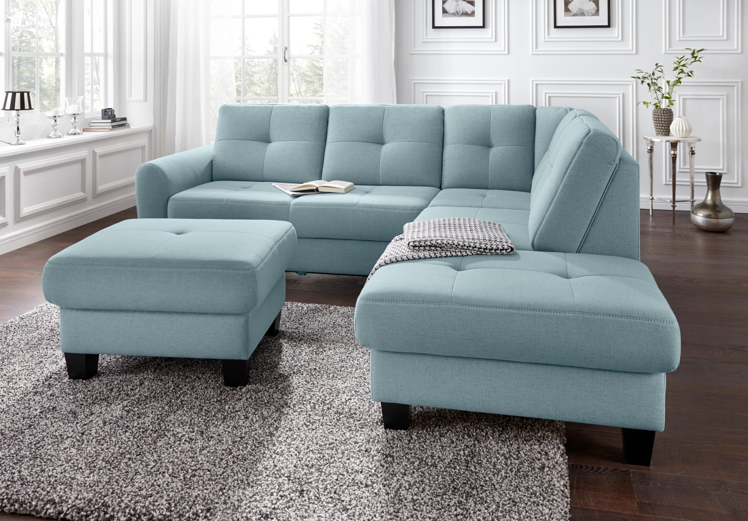 sit&more Ecksofa "Varese L-Form" mit Federkern, wahlweise mit Schlaffunktion und Stauraum