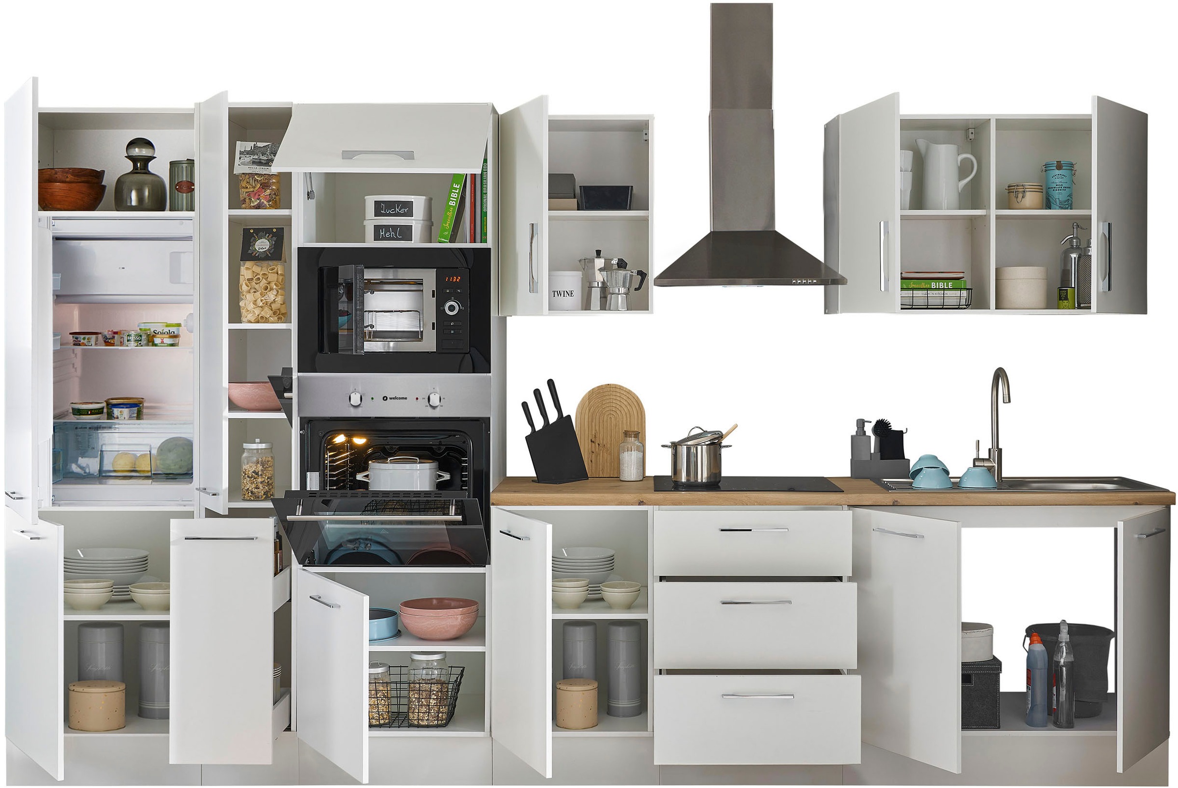 BASIC by Balculina Küchenzeile »Turin«, Breite 360 cm, wahlweise mit E-Geräten
