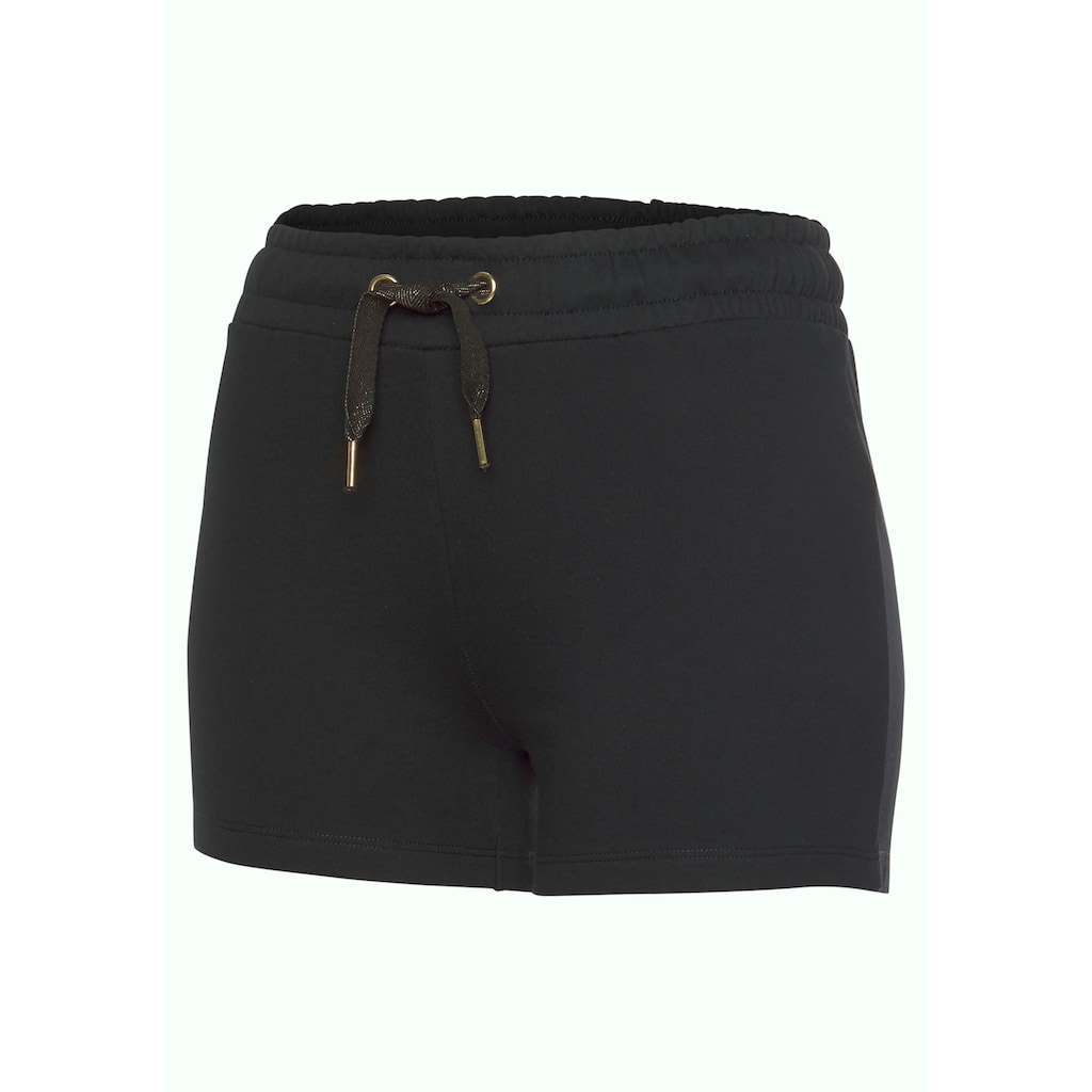 Damenmode Hosen Buffalo Shorts, mit schimmerndem Bindeband schwarz