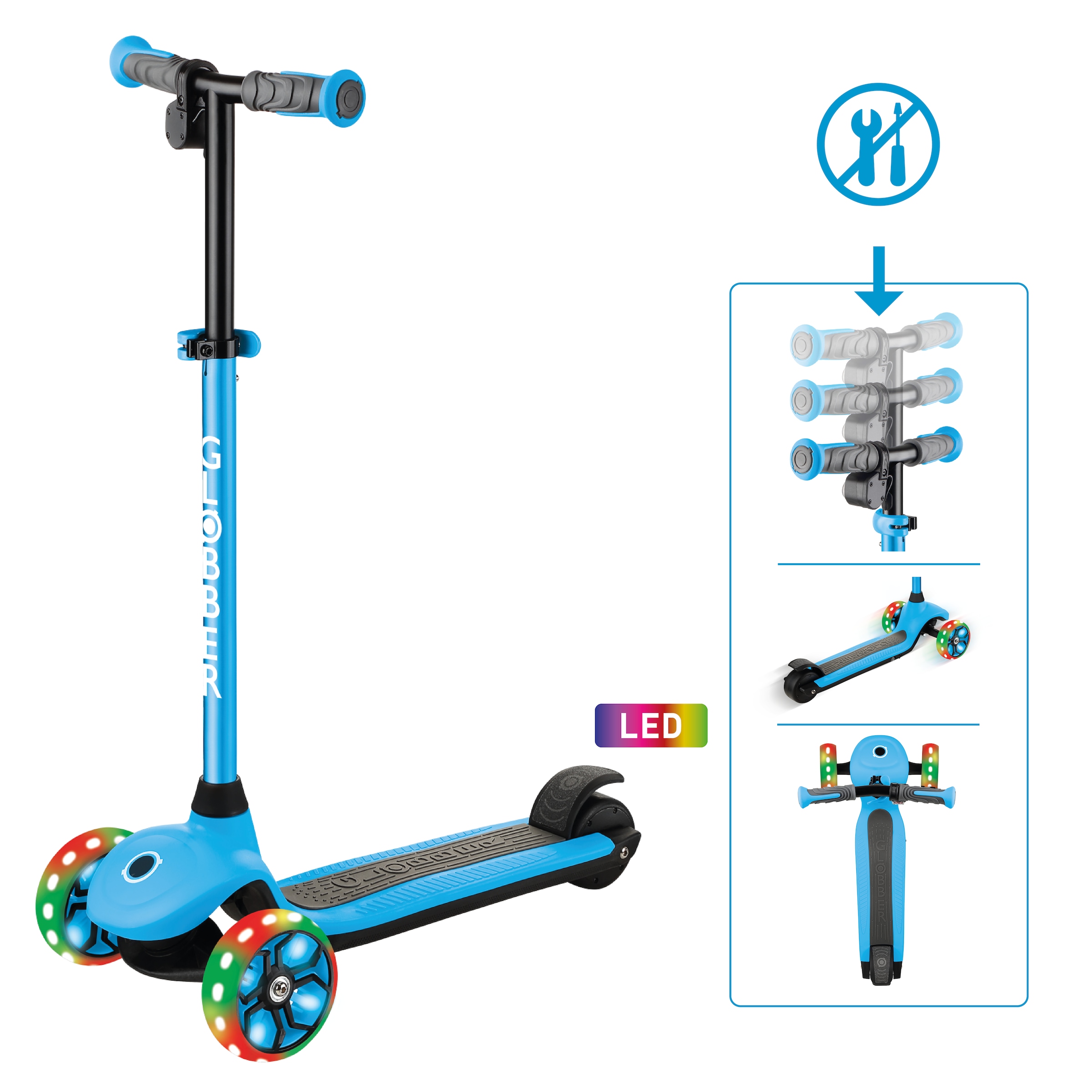 Globber E-Scooter »ONE K E-MOTION 4 PLUS, mit Leuchtrollen« 10 km/h