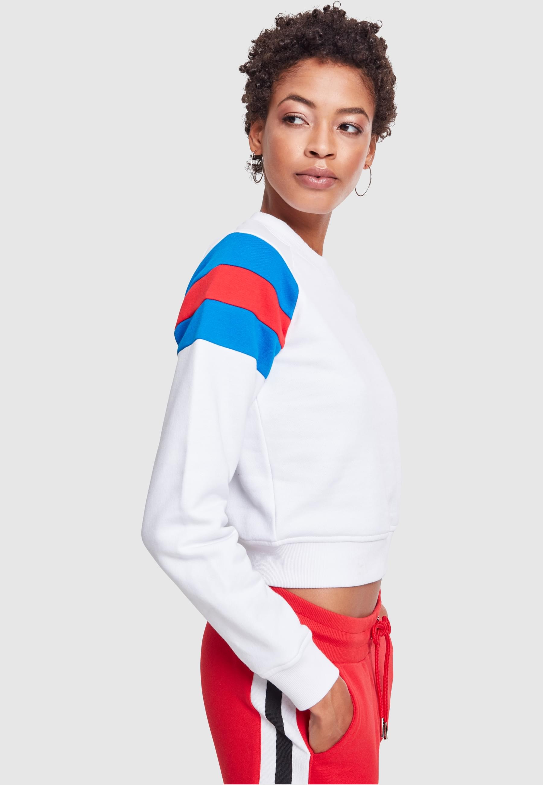 URBAN CLASSICS Sweatshirt »Urban Classics Damen Ladies Sleeve Stripe Crew«, (1 tlg.)