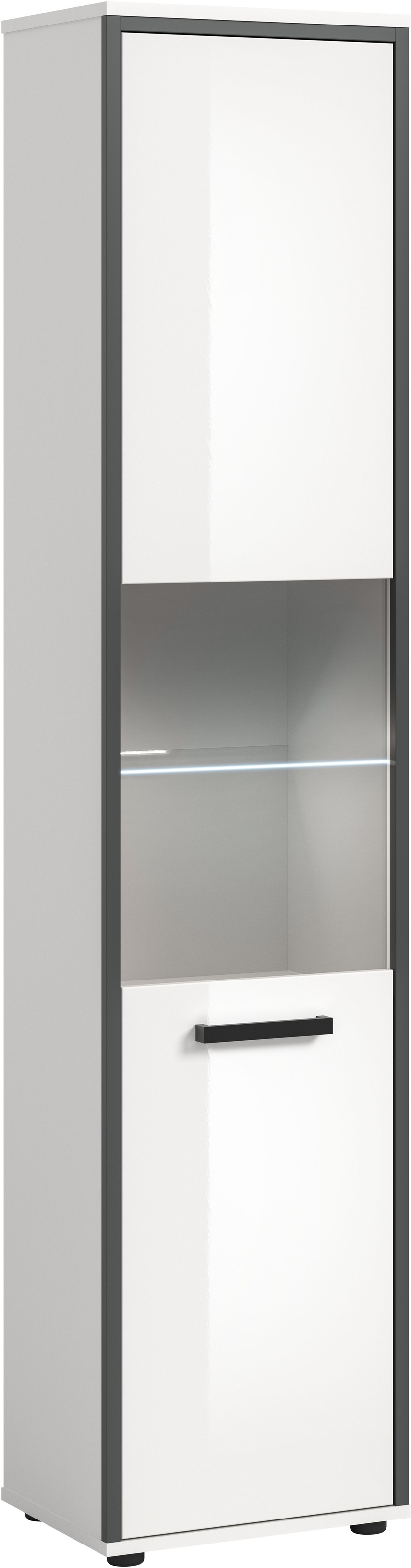 welltime Hochschrank "KAJO, hochglanz Front, inkl. Beleuchtung, Glastür, 6 günstig online kaufen