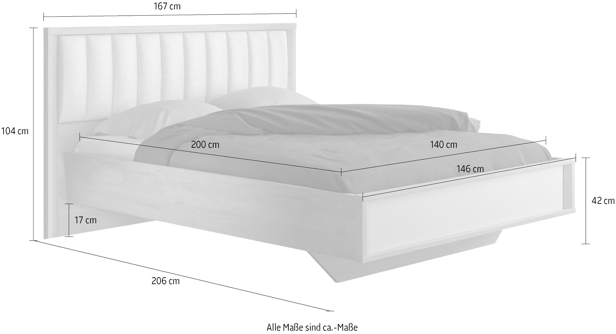 Gami Bett »MANAE«, Kopfteil mit Stoffelement, Lattenrost und Matratze nicht enthalten