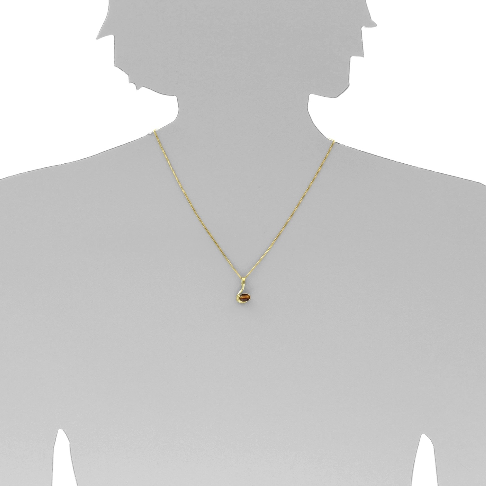 Kettenanhänger OSTSEE-SCHMUCK "- Theresia - Gold 333/000 - Tigerauge" Gr. 18, gold (gold 333, goldfarben, gelb), Schmuckanhänger, Damen, Gelbgold 333, Kettenanhänger 2