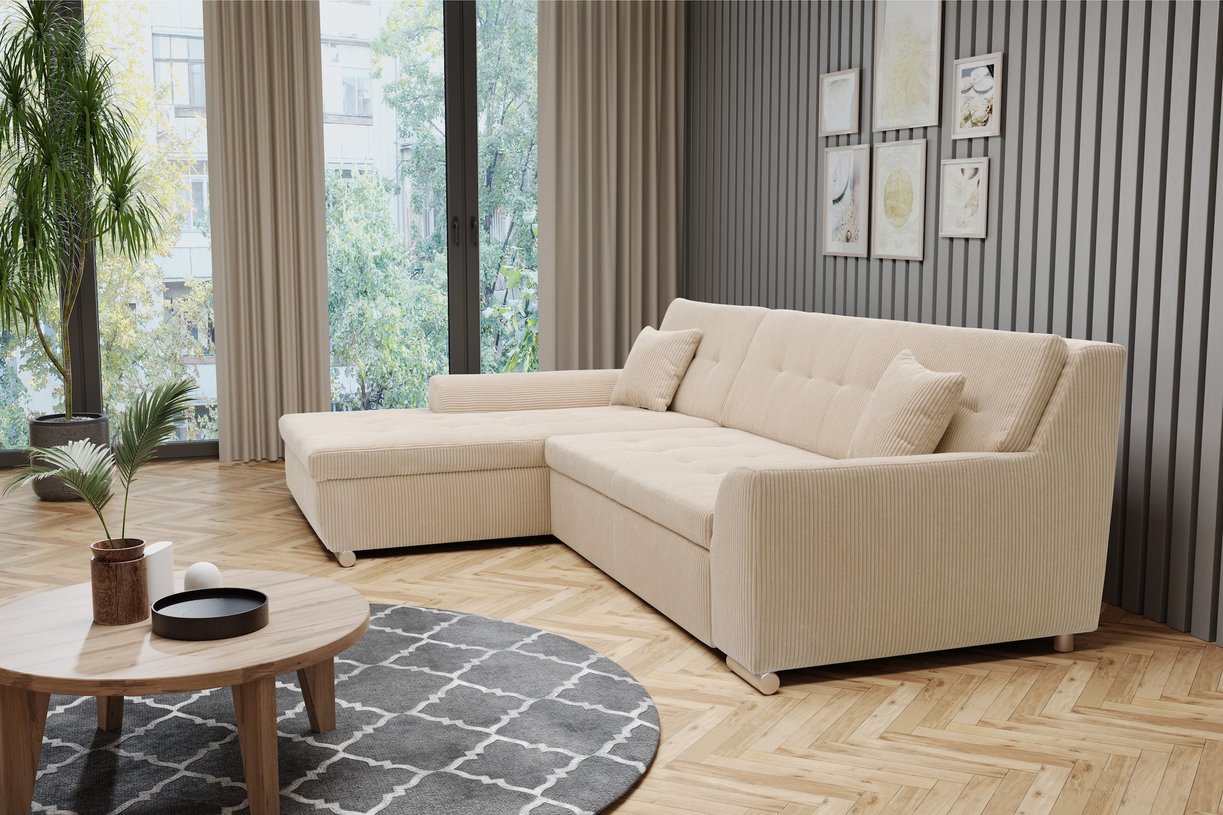 DOMO collection Ecksofa Treviso, wahlweise mit Bettfunktion, incl. Zierkiss günstig online kaufen