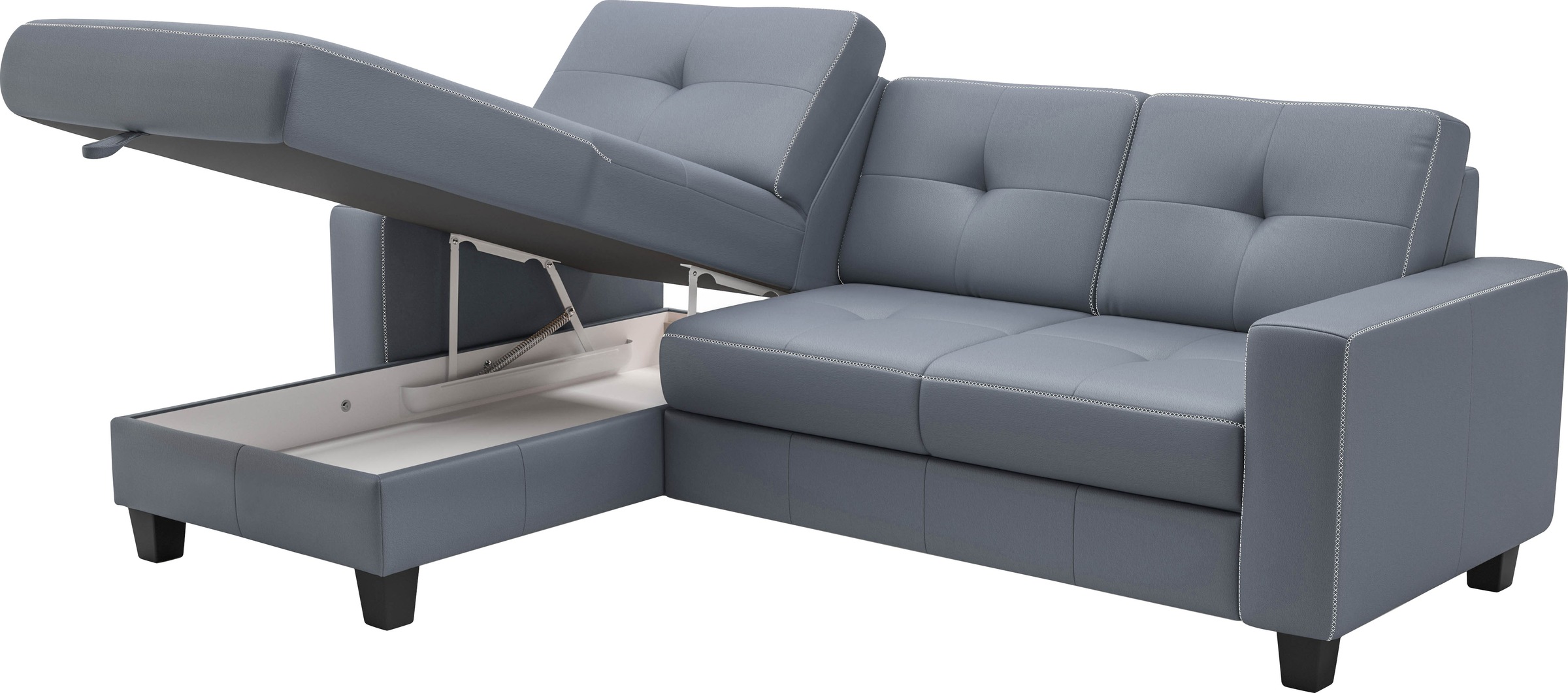 Places of Style Ecksofa »Varese«, wahlweise mit Bettfunktion und Bettkasten