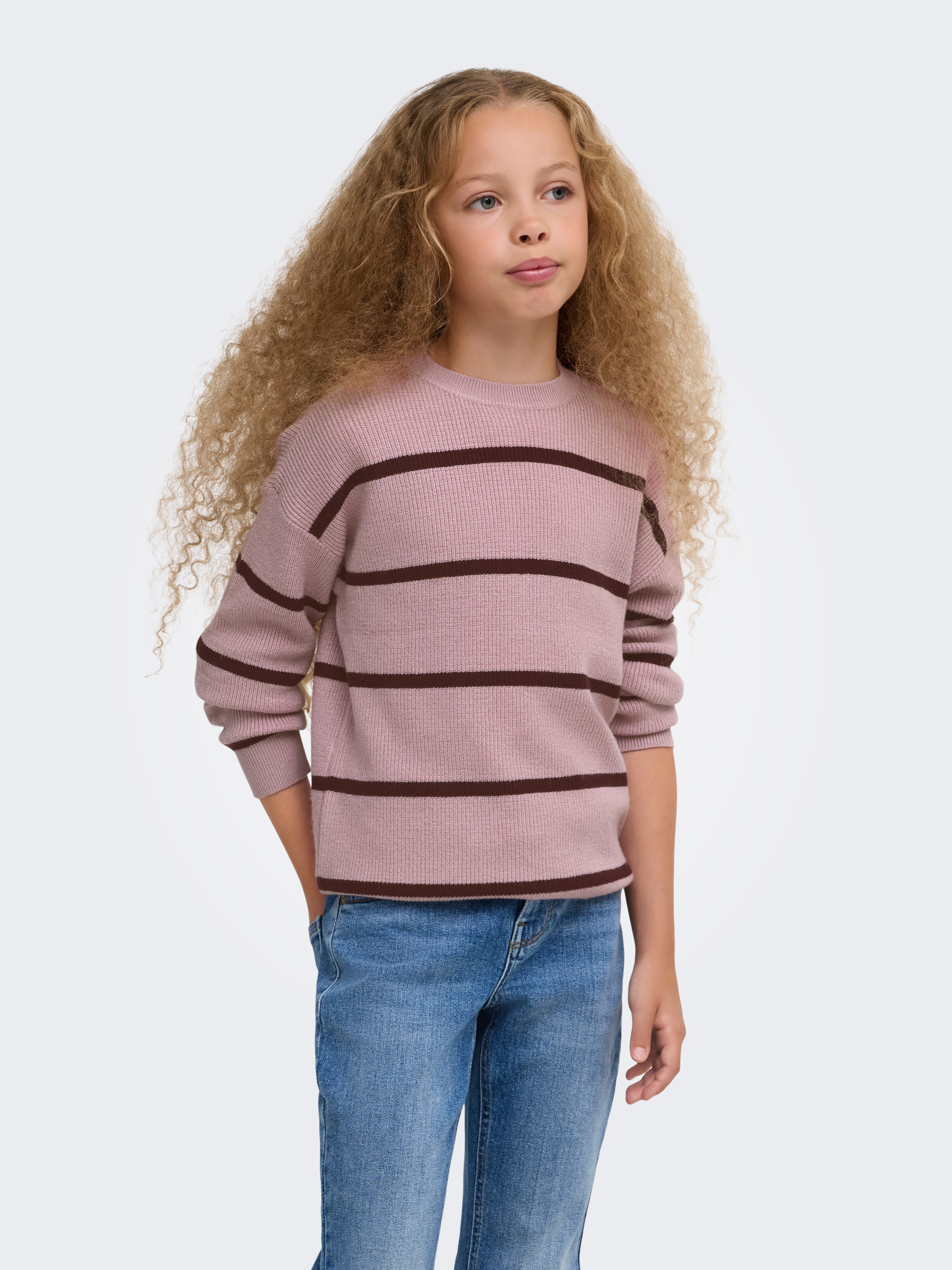 KIDS ONLY Strickpullover "KOGFRANCA SHORT L/S STRIPE KNT NOOS" Viskosemischung, loose fit