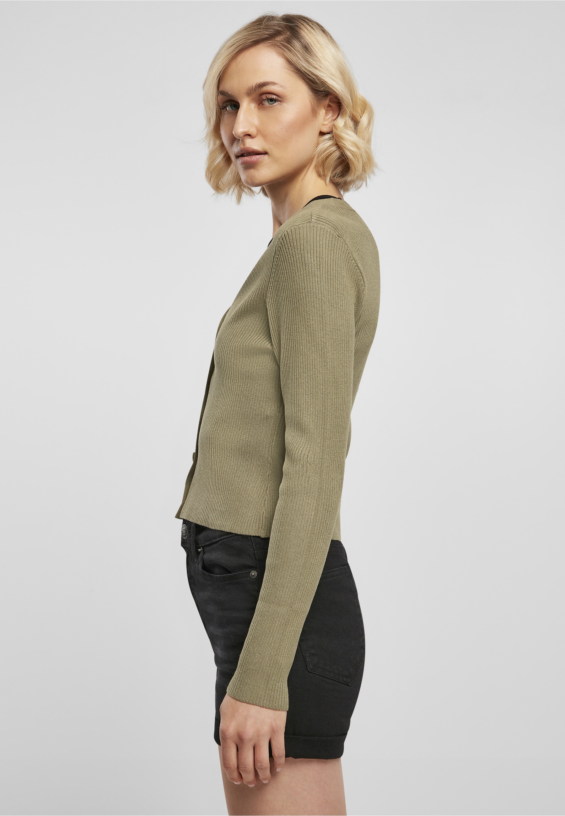 URBAN CLASSICS Cardigan »Urban Classics Damen Ladies Short Rib Knit Cardigan« 1 Stk.