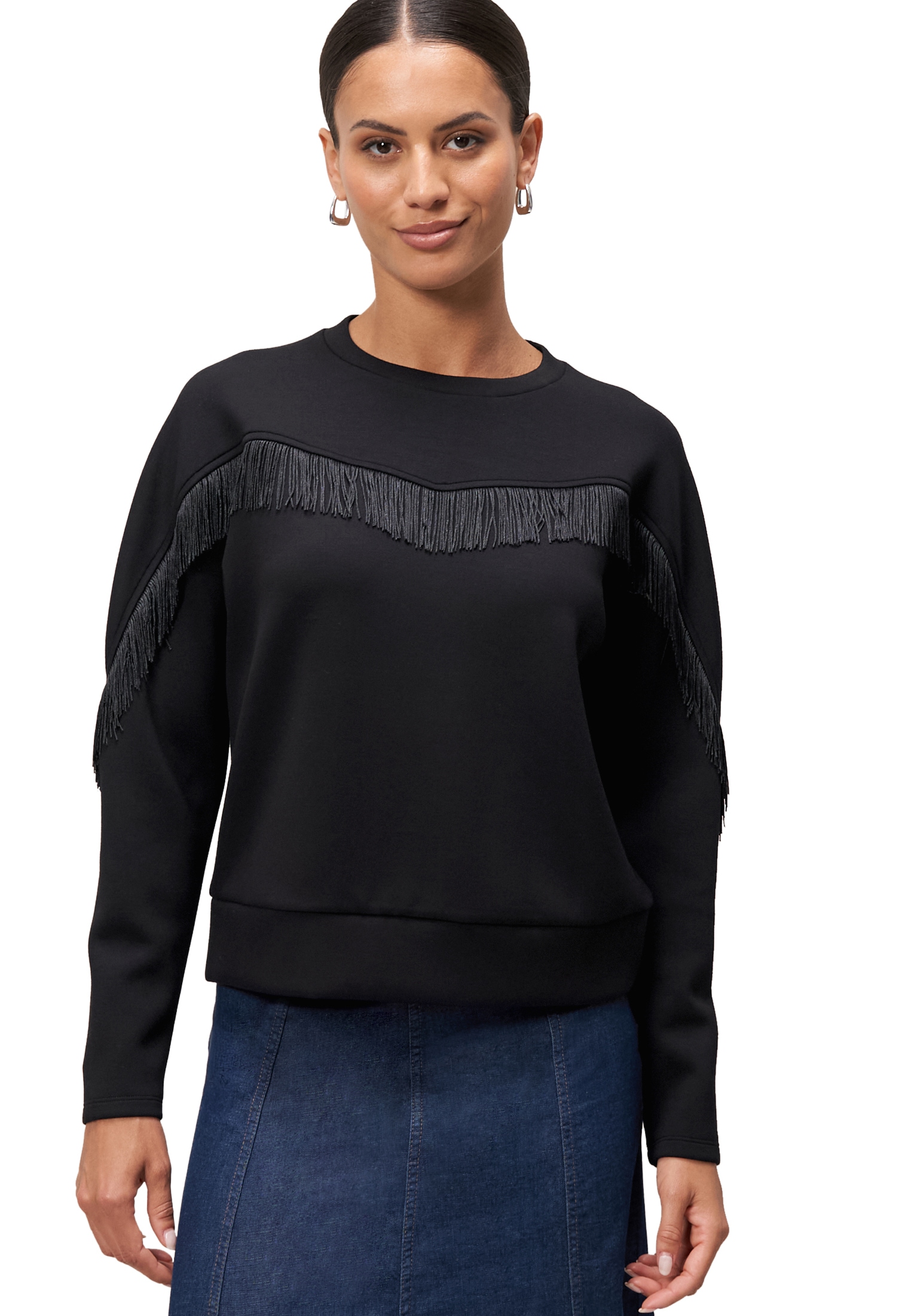 Zero Sweatshirt "Damen mit Fransen", Fransen günstig online kaufen