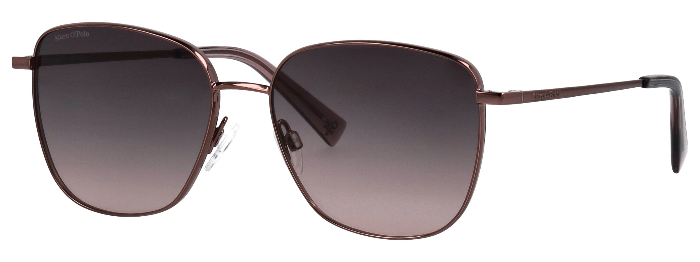 Sonnenbrille MARC O'POLO "Modell 505124", Damen, cherryrose, leicht glänzend, metallic, Sonnenbrillen Sonnenbrille, Form Butterfly, Logoschriftzug auf Bügel, Metallfassung