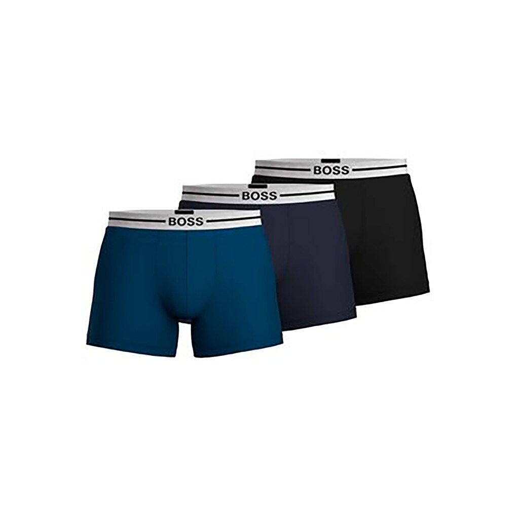 Herrenmode Herrenwäsche BOSS Boxer, (3 St.) blau + navy + schwarz Herrenmode Herrenwäsche BOSS Boxer, (3 St.) blau + navy + schwarz