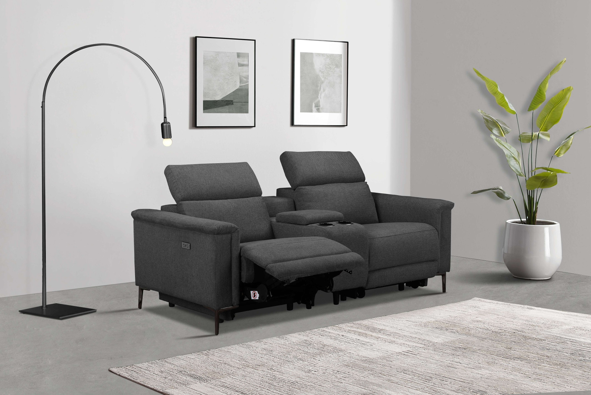Places of Style 2-Sitzer »Lund, 2er-Kinosofa, TV-Sessel, Multimedia-Sofa, USB-A,«, m. elektrischer o. manueller Relaxfunktion, Getränkehalter u. Staufach