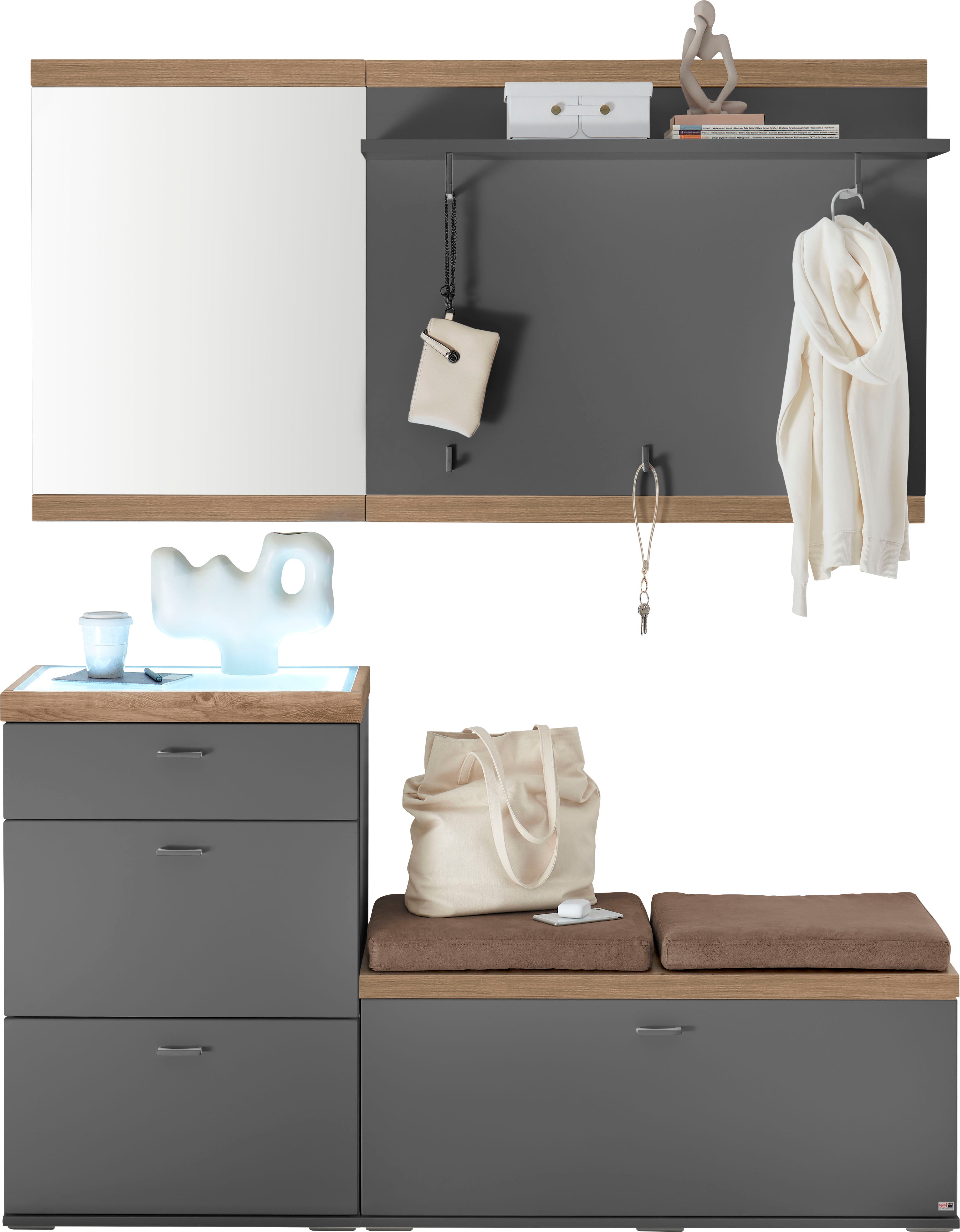 Thumbnail - set one by Musterring Kompaktgarderobe "Lancaster Dielen" 4 Stk. tlg. bestehend aus 4 Teilen, in zwei Farben erhältlich,...