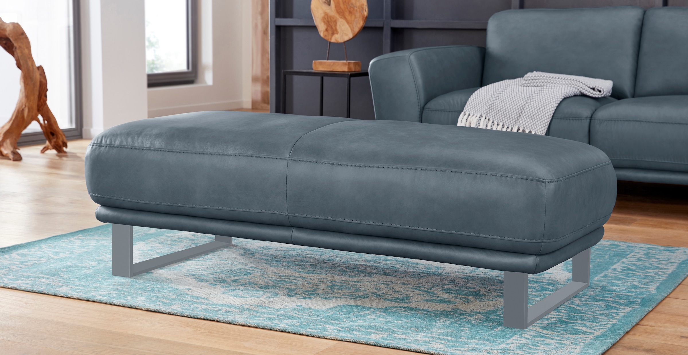 W.SCHILLIG Hocker "montanaa" mit Metallkufen in Silber matt, Breite 141 cm